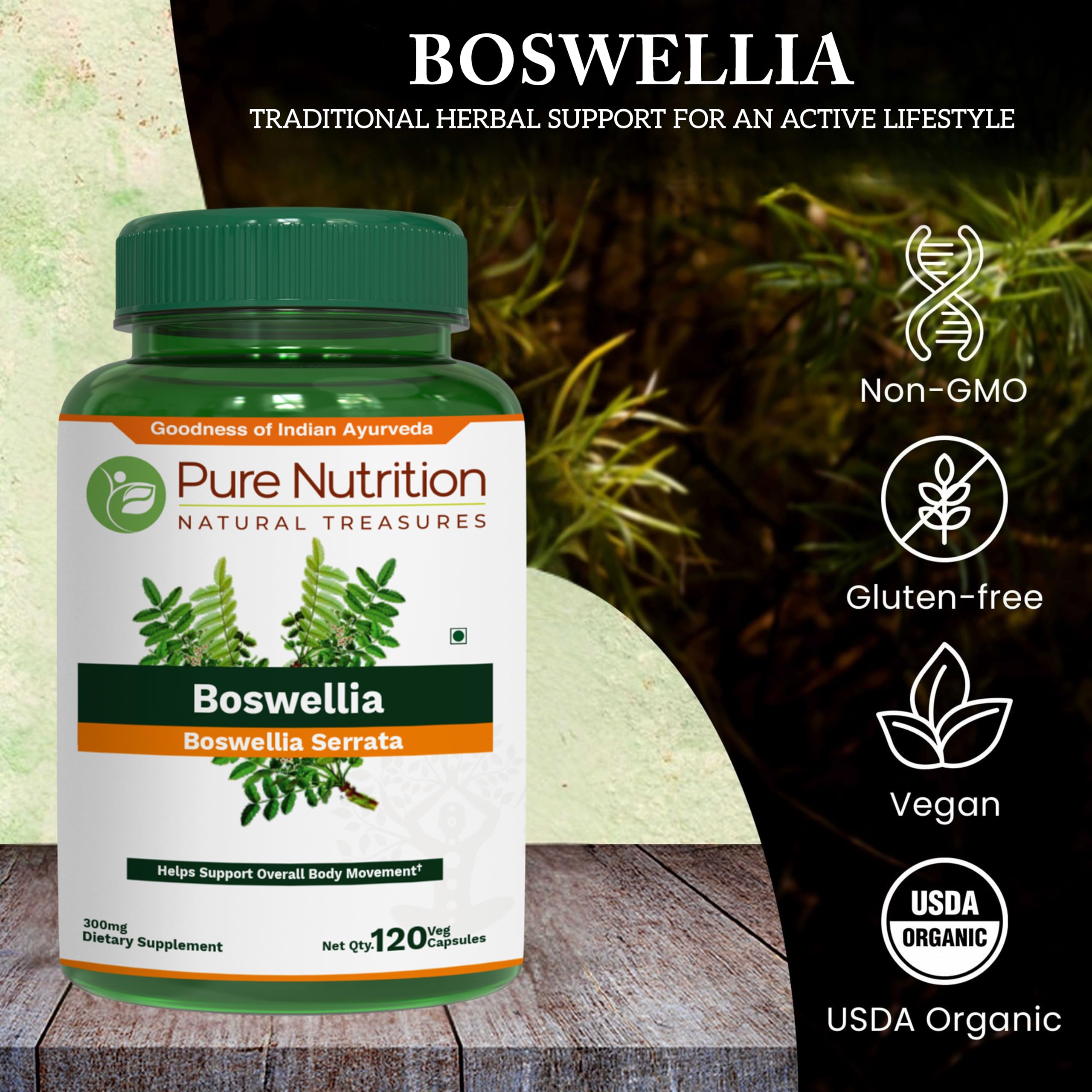 Pure Nutrition Boswellia Serrata 600 mg | 120 Capsules | 1:15 Extract Standardized to 65% Boswellic Acids | Non-GMO Herbal Supplement — Amazon image 2