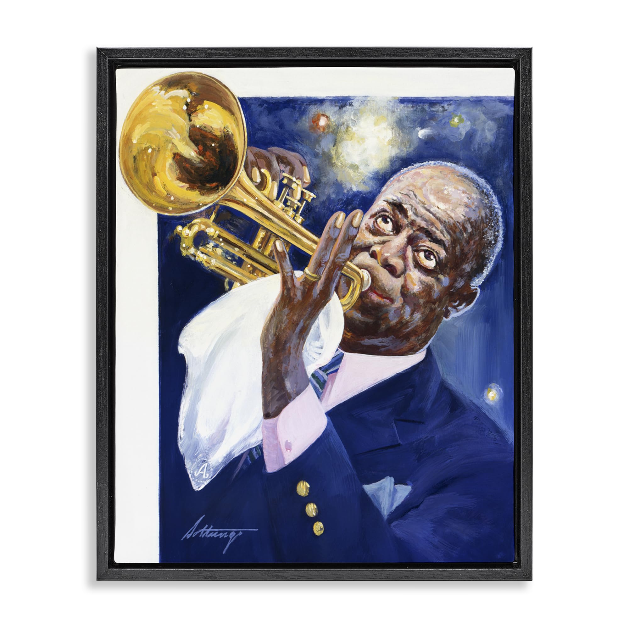'Louis Armstrong Portrait'| Floating Frame Canvas Art
