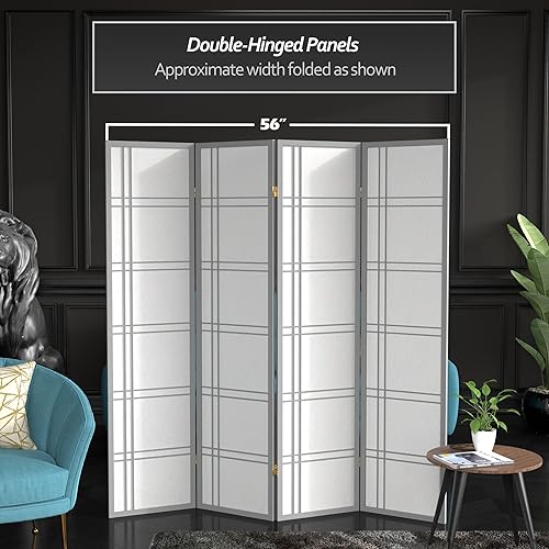 Miniatura 55 de Red Lantern Divisor de habitación con 5 paneles de doble cruz Shoji de 6 pies de alto Marfil,Oro,Gris,https://www.amazon.com/dp/undefined