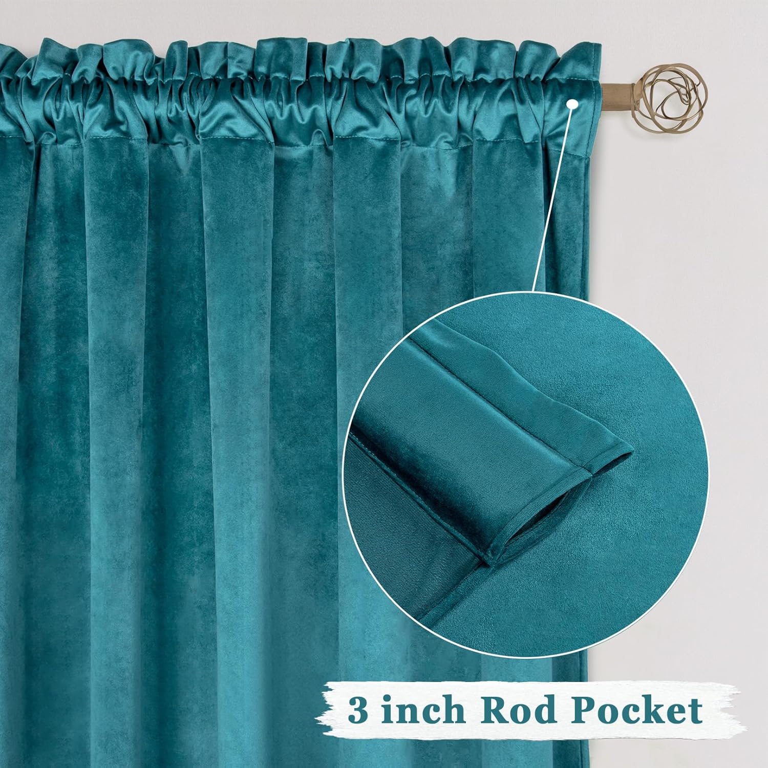 DUOBAO Teal Blue Curtains 96 Inches Long 2 Panels Set Velvet for Bedroom Blackout Curtain Thermal Insulated Window Treatment Panels Velvet Backdrop for Living Room/French Door, W52 x L96