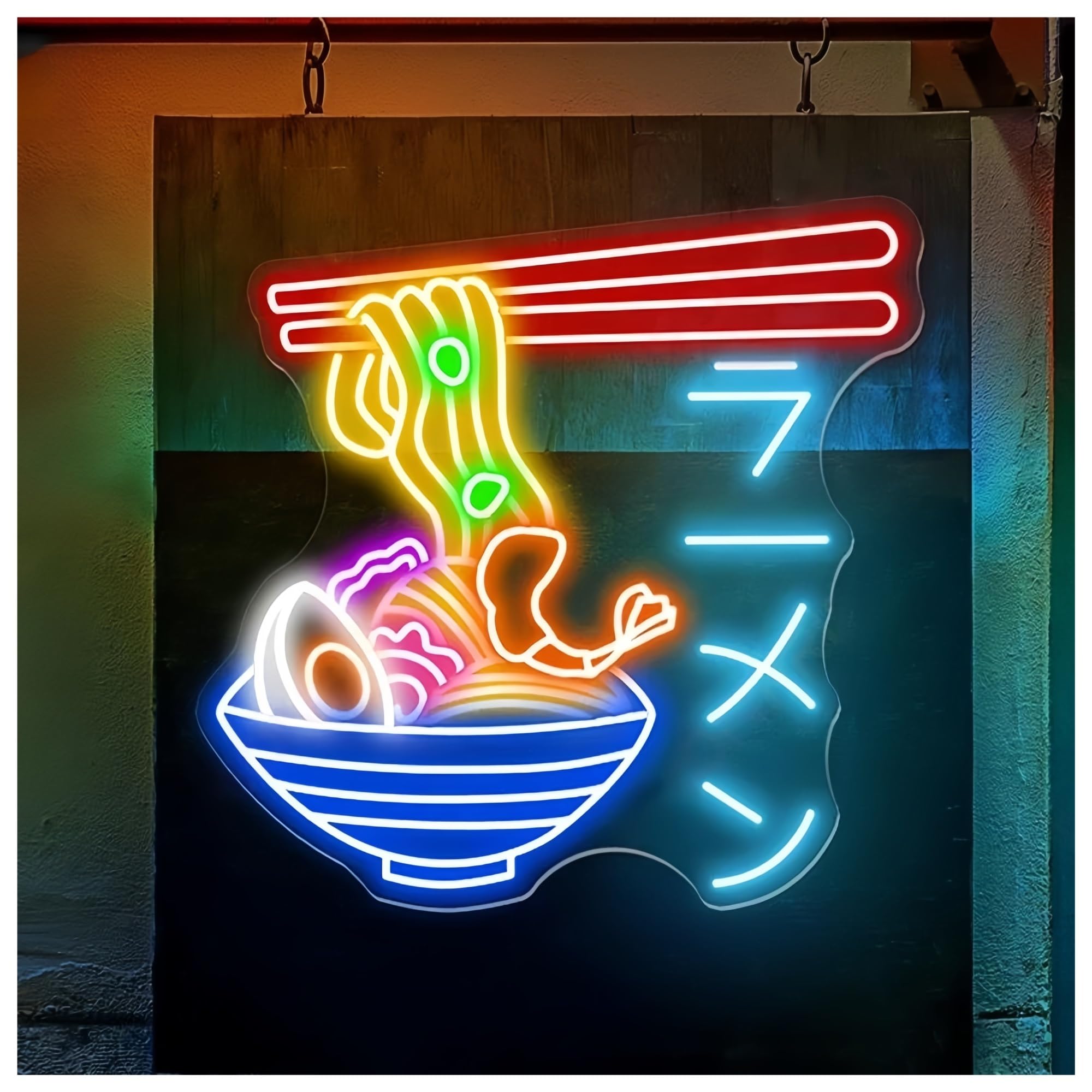 SHOUXI Sign Lamp Delicious Noodles Japanese Ramen Neon Signs Restaurant Decor Lights Ramen Bowl Neon Light(B,105X89CM)