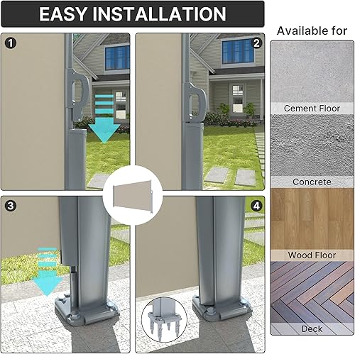 Miniatura 6 de Toldo lateral retráctil de aluminio de 138 x 71 pulgadas para patio, divisor de privacidad, resistente al agua y a los rayos UV, pantalla de