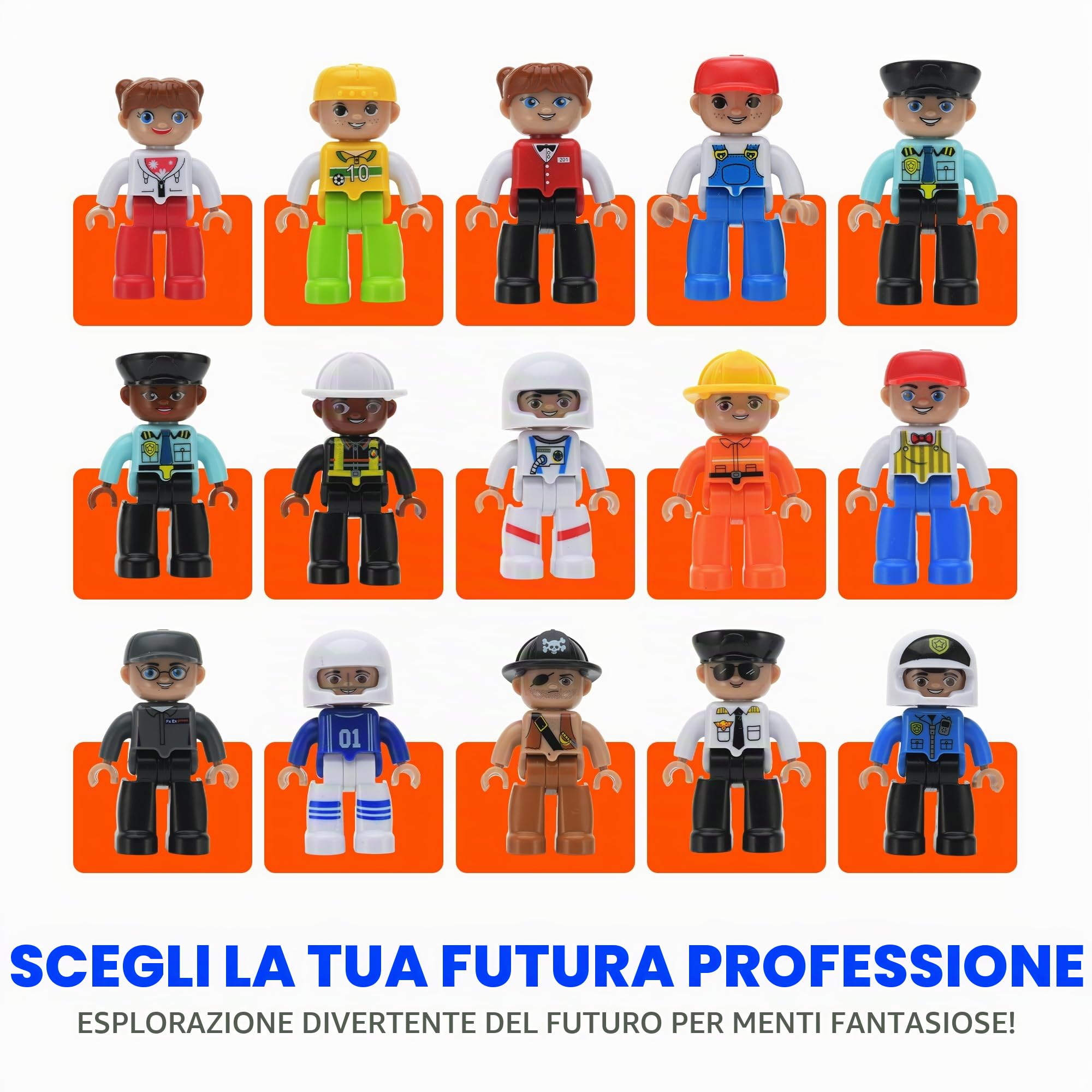 Playmags Set comunitario di figure magnetiche grandi da 15 pezzi - 3 pollici Gioca a persone, perfette per mattoncini magnetici - Giocattoli educativi STEM per bambini