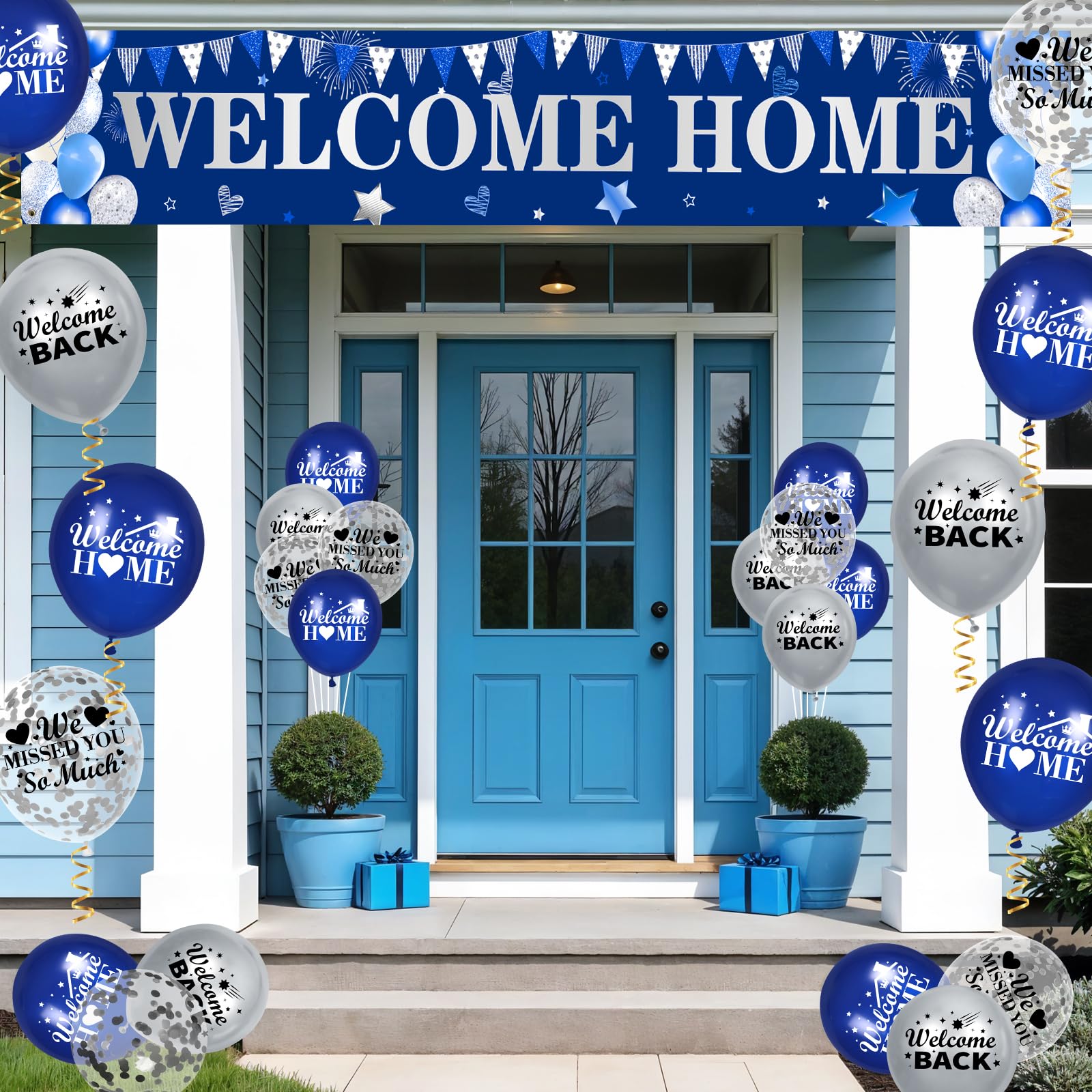 Welcome Home Sign For Yard Welcome Home Decorations Kit - Banner, Balloons  \u0026 Centerpieces For Homecoming Parties Bienvenida A Casa, image size:1600x1600