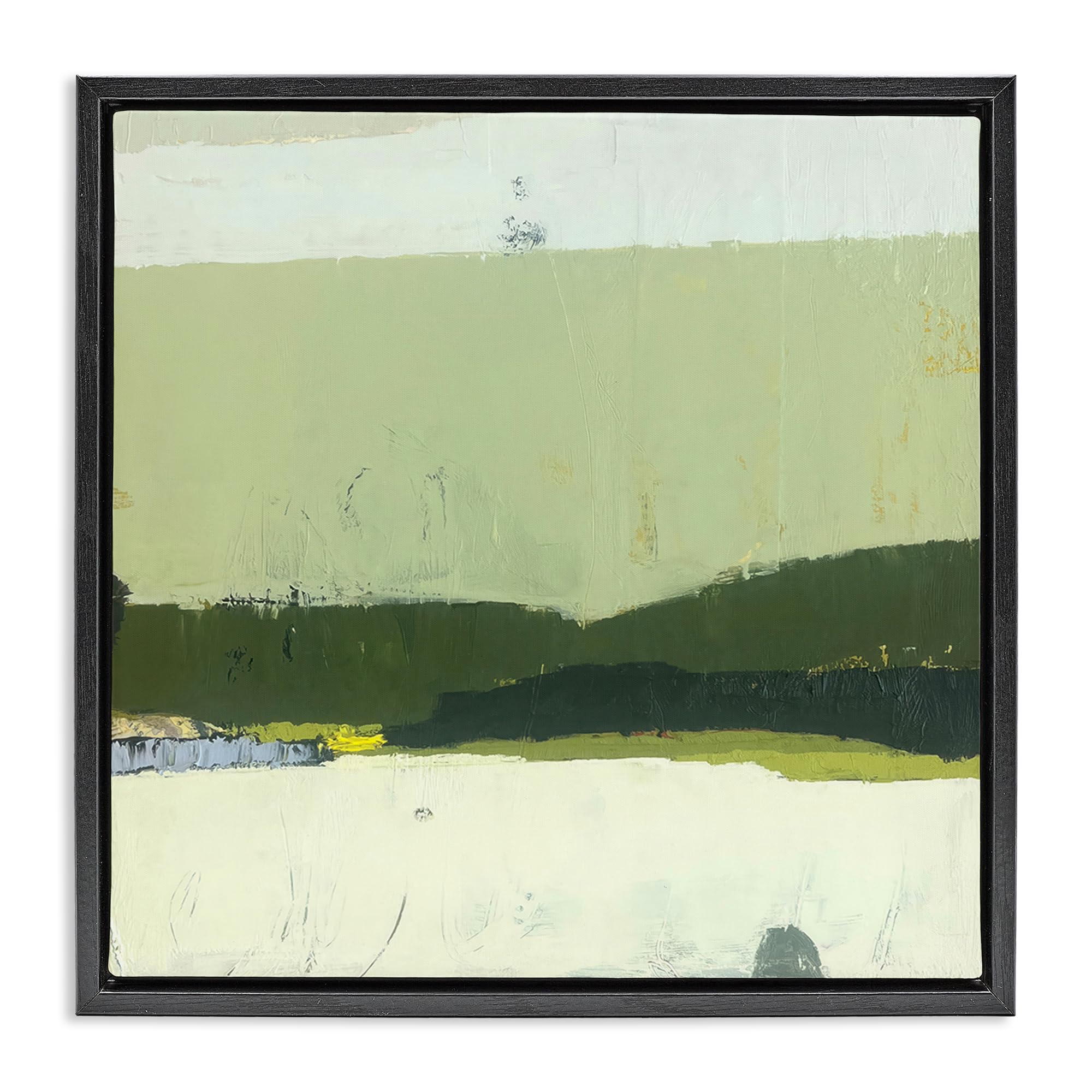 Stupell Industries Jet Black (Matte) Serene Layered Landscape Abstract, 17 X 17 Inch Canvas In Floater Frame