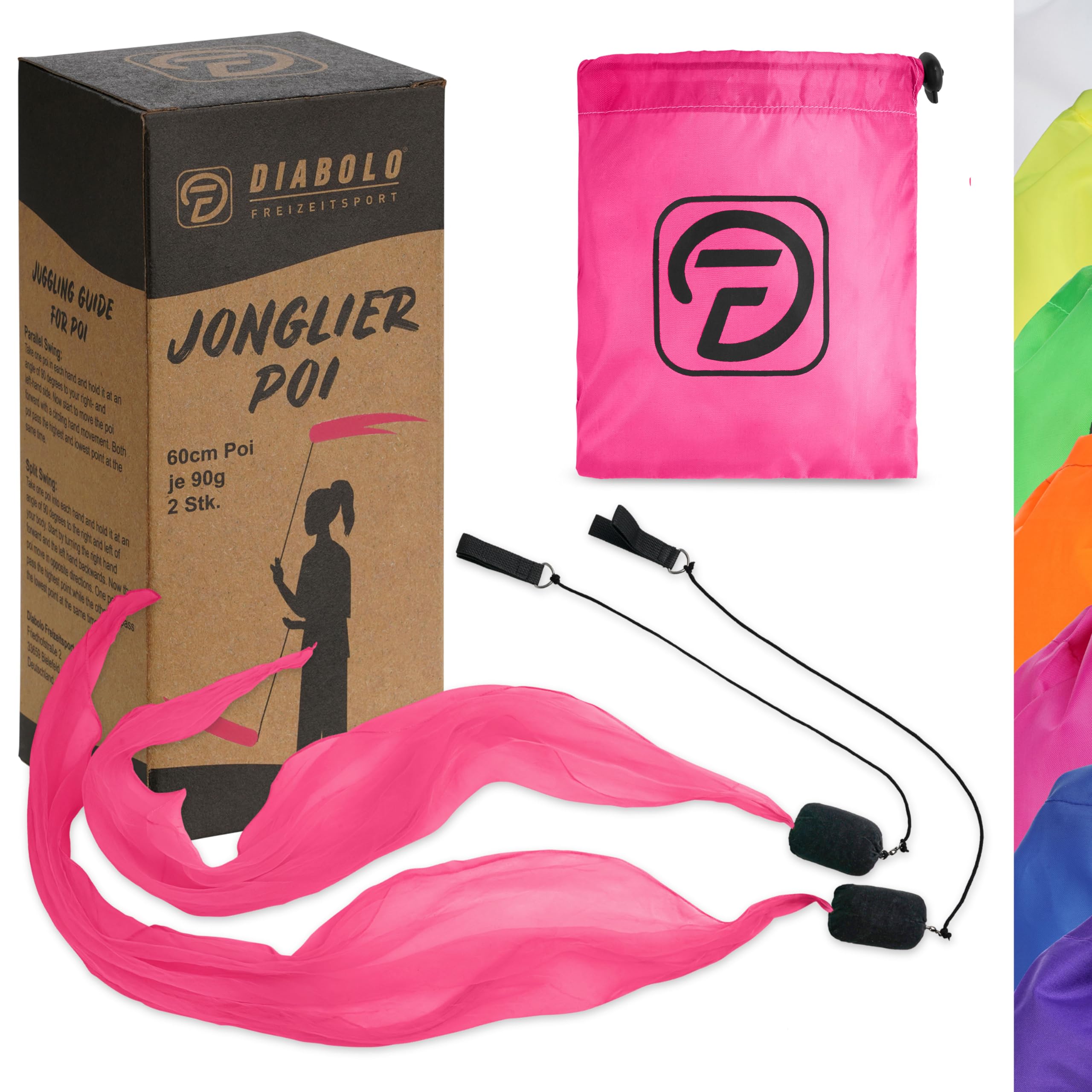 Diabolo Freizeitsport UV Licht Poi in Rosa - Engelsflügel Spinning Pois Spiral Pois Soft Pois für Anfänger und Profis
