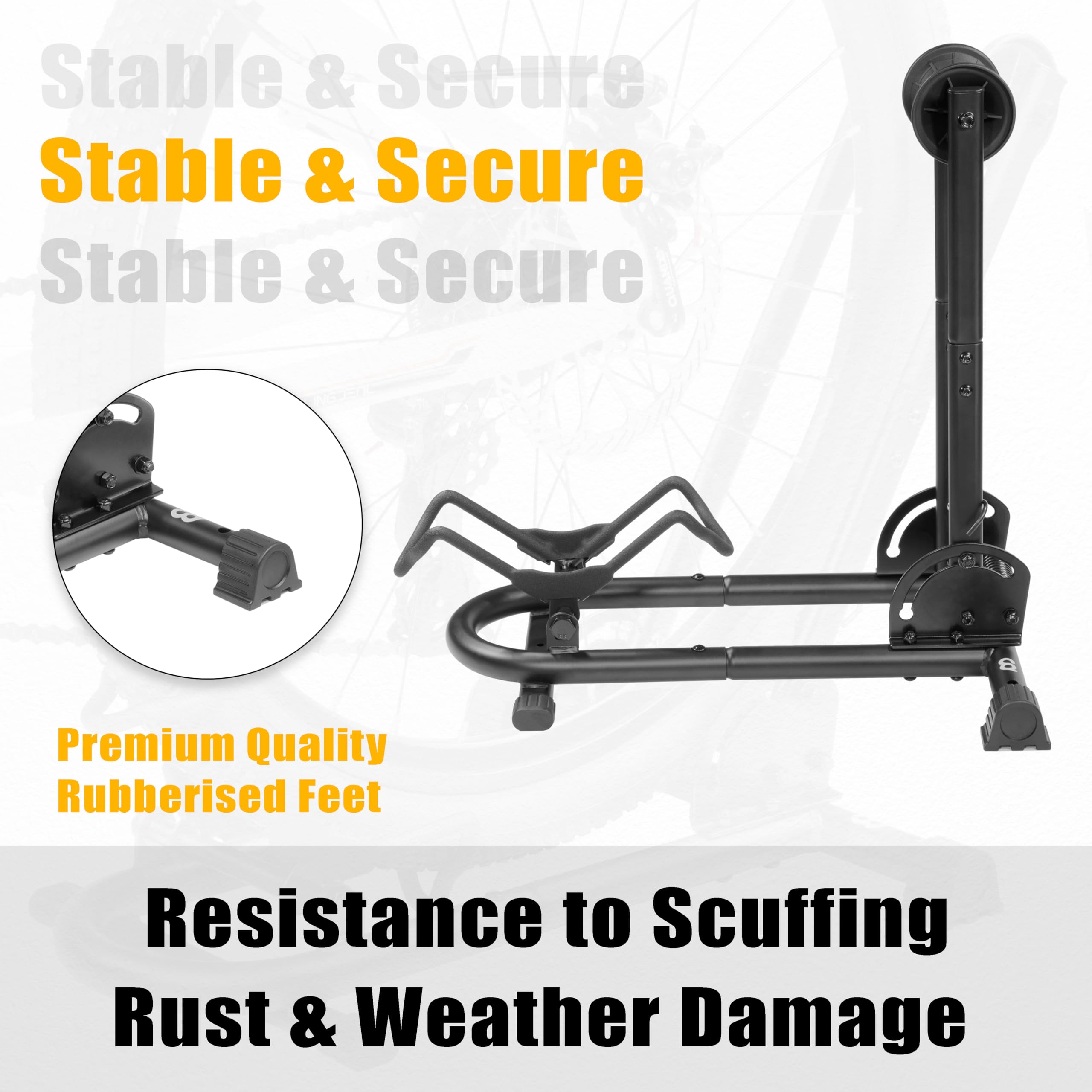 BikeHand Bike Stand Floor Parking Bike Rack - for MTB & Road Bike Storage - up to 2.4" Tire Width - Bike Rack Garage Foldable Bike Storage Rack - Durable Bicycle Stand - Classic New Verison