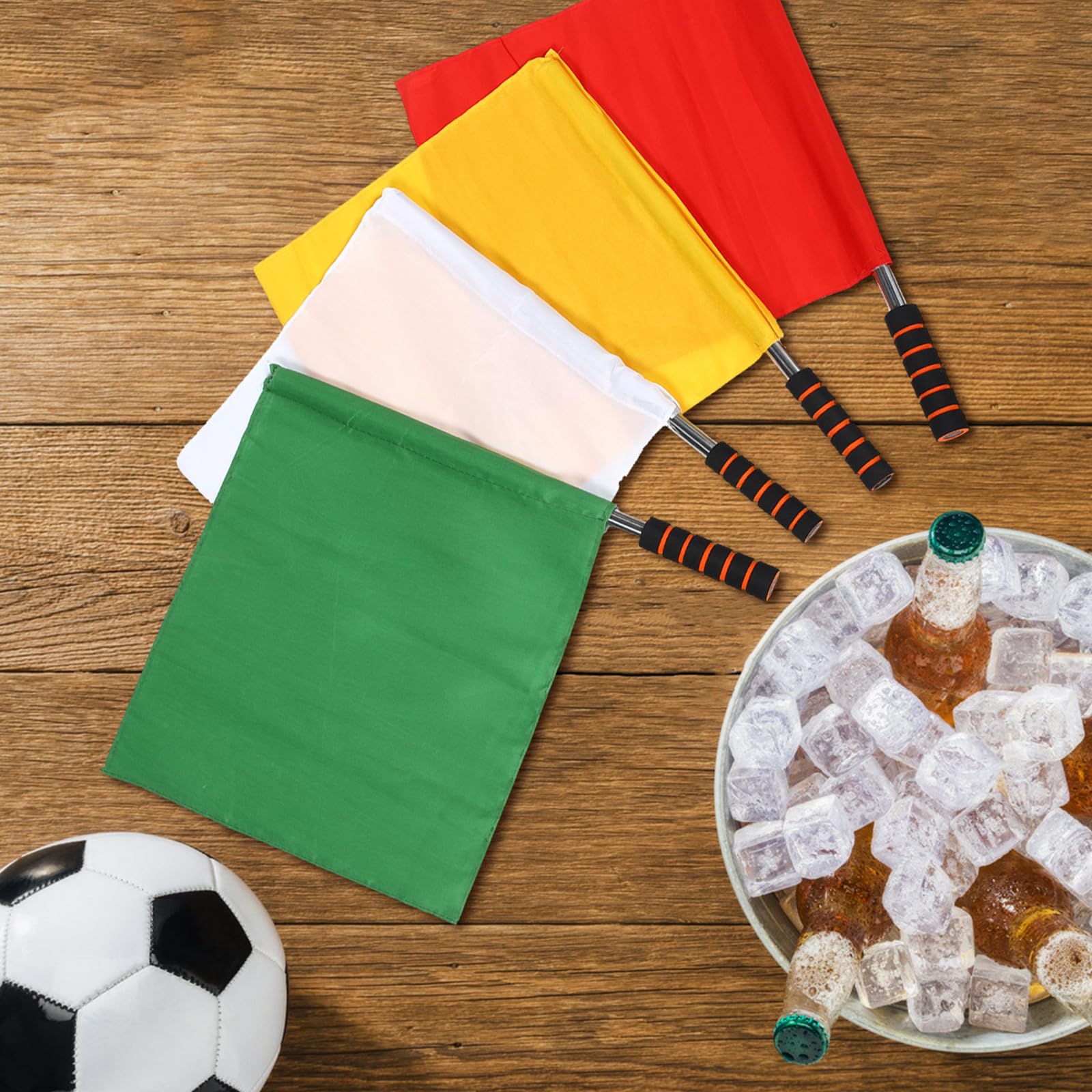 Banderas Diseño de Alta Visibilidad y Poliéster 8 Mango de Acero Inoxidable Portátiles de Árbitro de Fútbol para Competiciones al Aire Libre y Entrenamientos Deportivos
