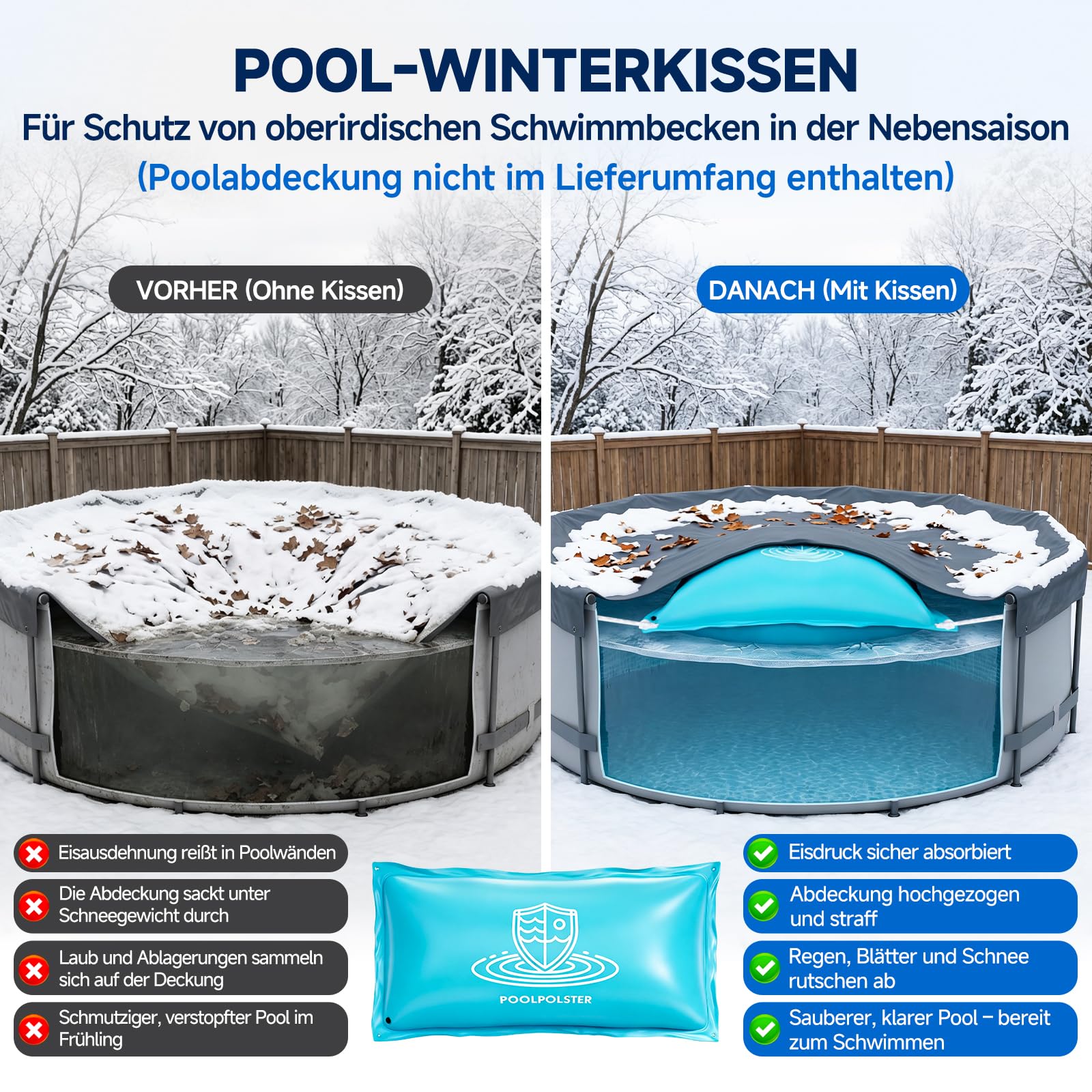 SUNYRISY Cuscino ad aria per piscina, resistente all'inverno, rettangolare