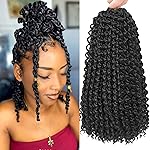 Short Passion Twist Hair 12 Inch 8 Packs Passion Twist Crochet Hair For Women Curly Water Wave Braiding Hair Spring Twist Hair Crochet Braids Synthetic Hair Extension (12 Inch (Pack of 8), 1B)