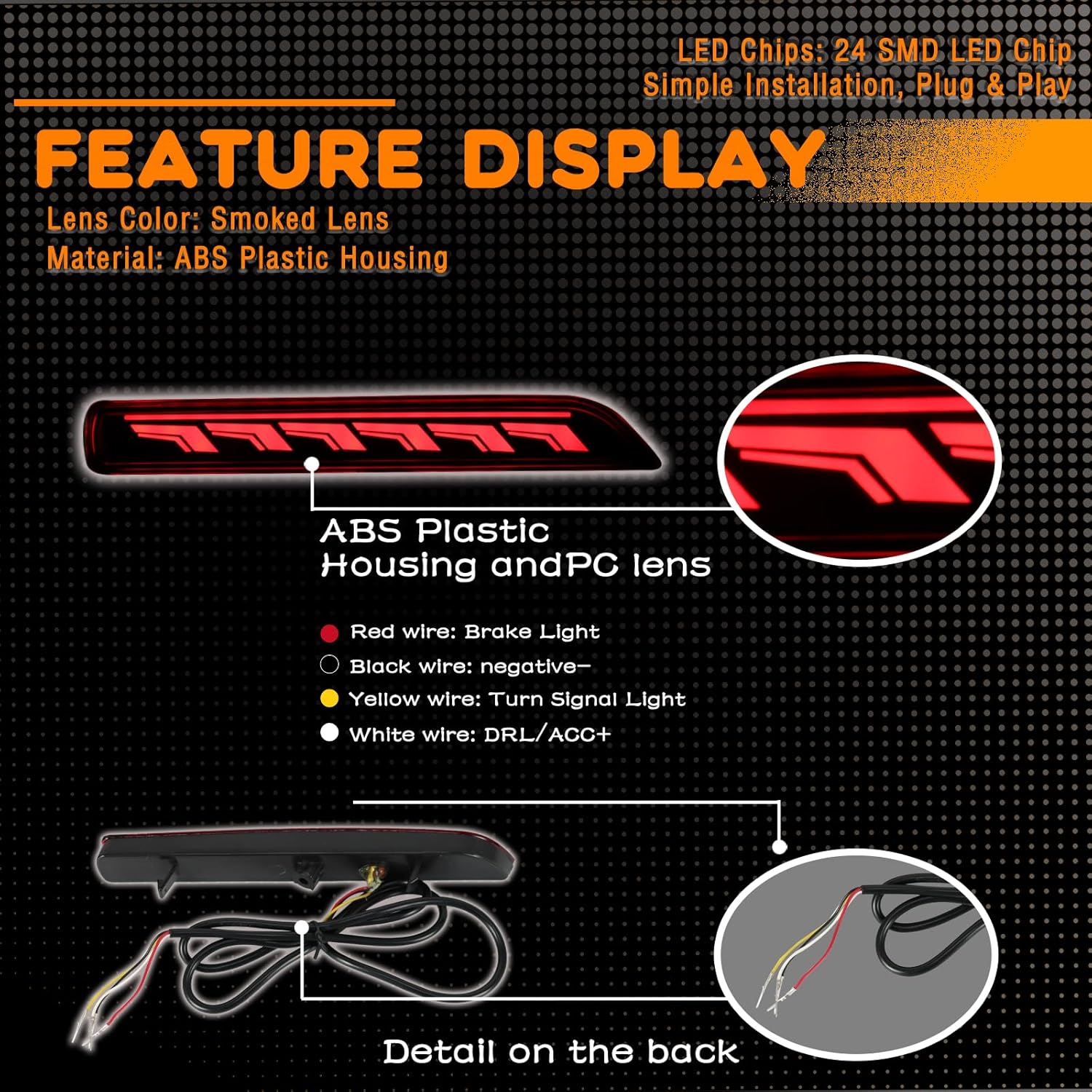 Rear Bumper Reflector Lamp Fog Light DRL Sequential Turn Signal Lamp Feature Kit for Nissan Murano 2015-2022｜Nissan Sentra 2020-2025｜Nissan Leaf 2018-2022｜Armada 2019-2023 Tail Lamp (Red)