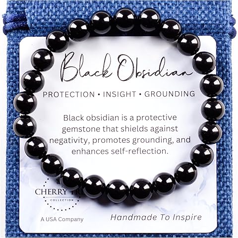 Cherry Tree Collection - Handmade Crystal Beaded Stretch Bracelets For Women and Men - Small, Medium, Large Sizes - Healing Properties Card - 8mm Round Beads