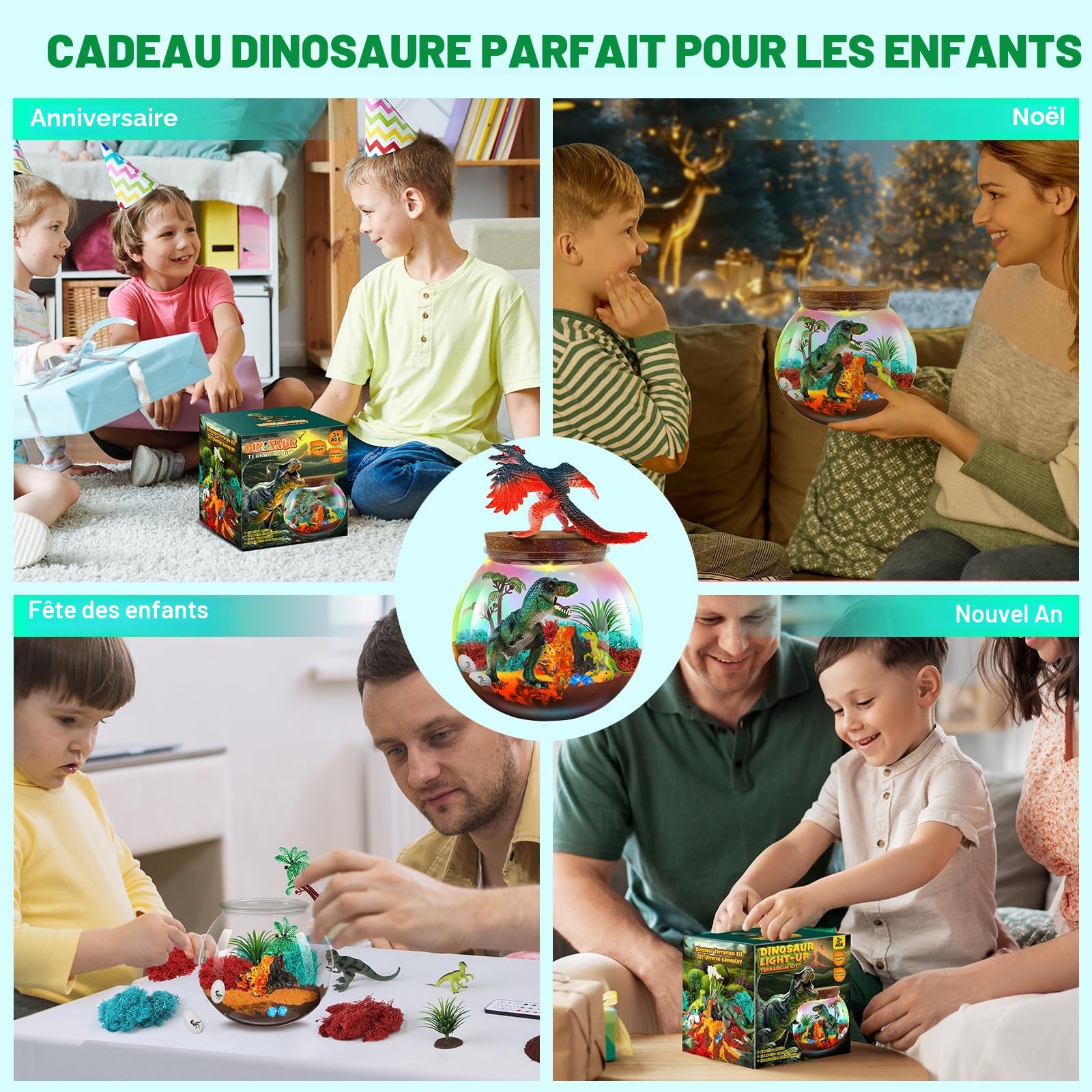 RONSTONE Dinosaures Jouets pour Garçons - Kit Terrarium & Cadeaux d'anniversaire pour Enfants de 4 5 6 7 8-12 Ans - DIY Kit Volcan Dino Kits Éducatif Scientifiques pour Enfants