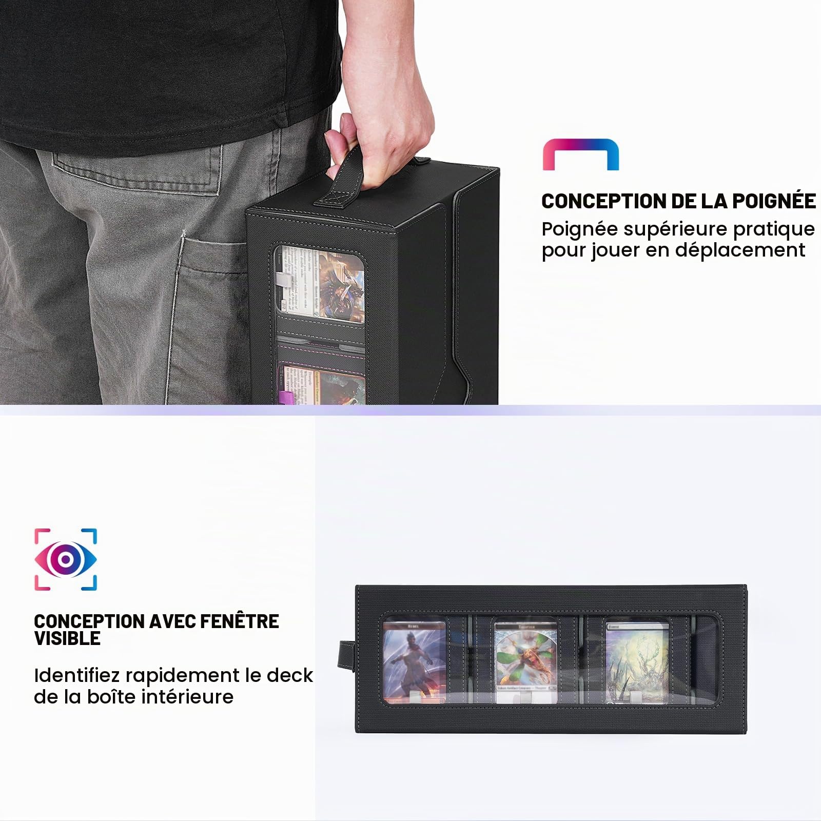 UAONO MTG Commander Deck Box, Mallette modulaire JCC 6 Deck avec plateau à dés