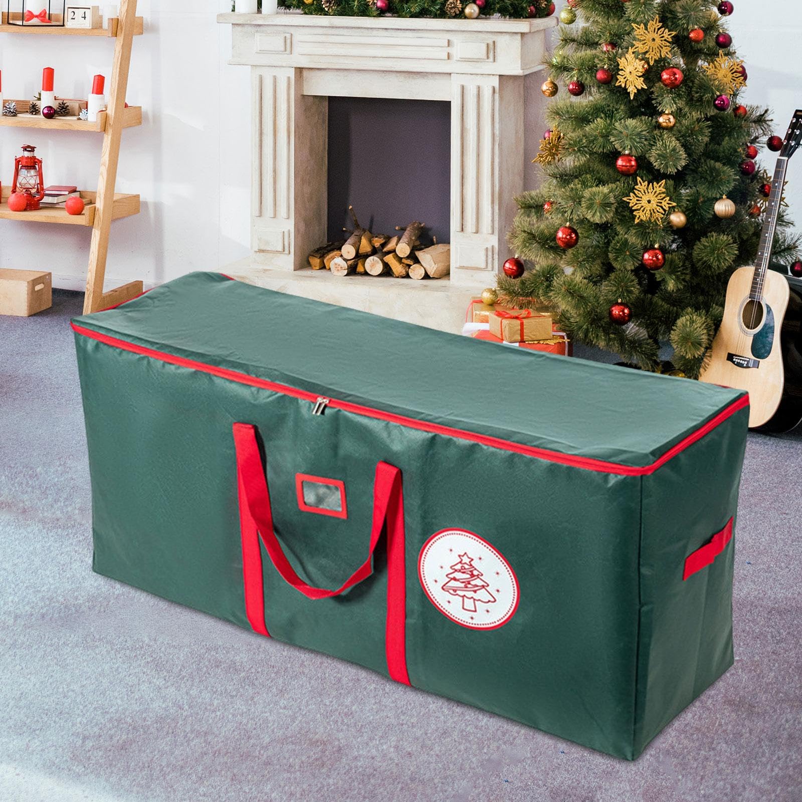 Yajuyi Borsa Porta Albero di Natale Custodia Organizer Contenitore Maniglie Rinforzate Materiale Impermeabile Salvaspazio Adatta a Utilizzo Familiare Garage, Verde