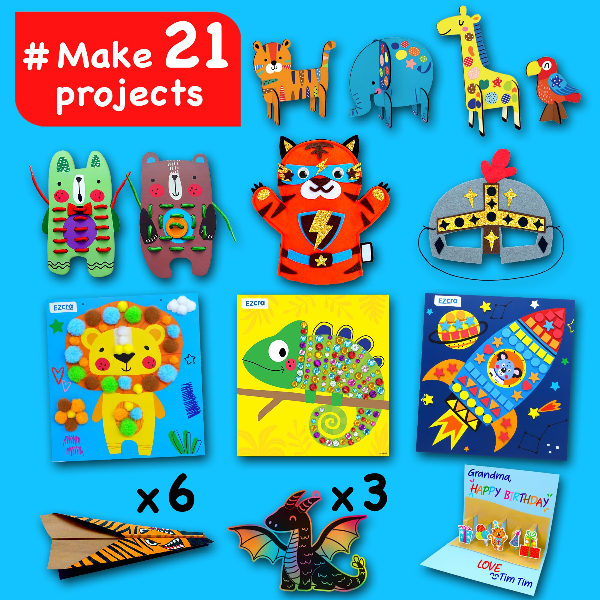 Amazon.com: EZCRA Craft Box for Kids Ages 4-8 - 21-in-1 Arts and