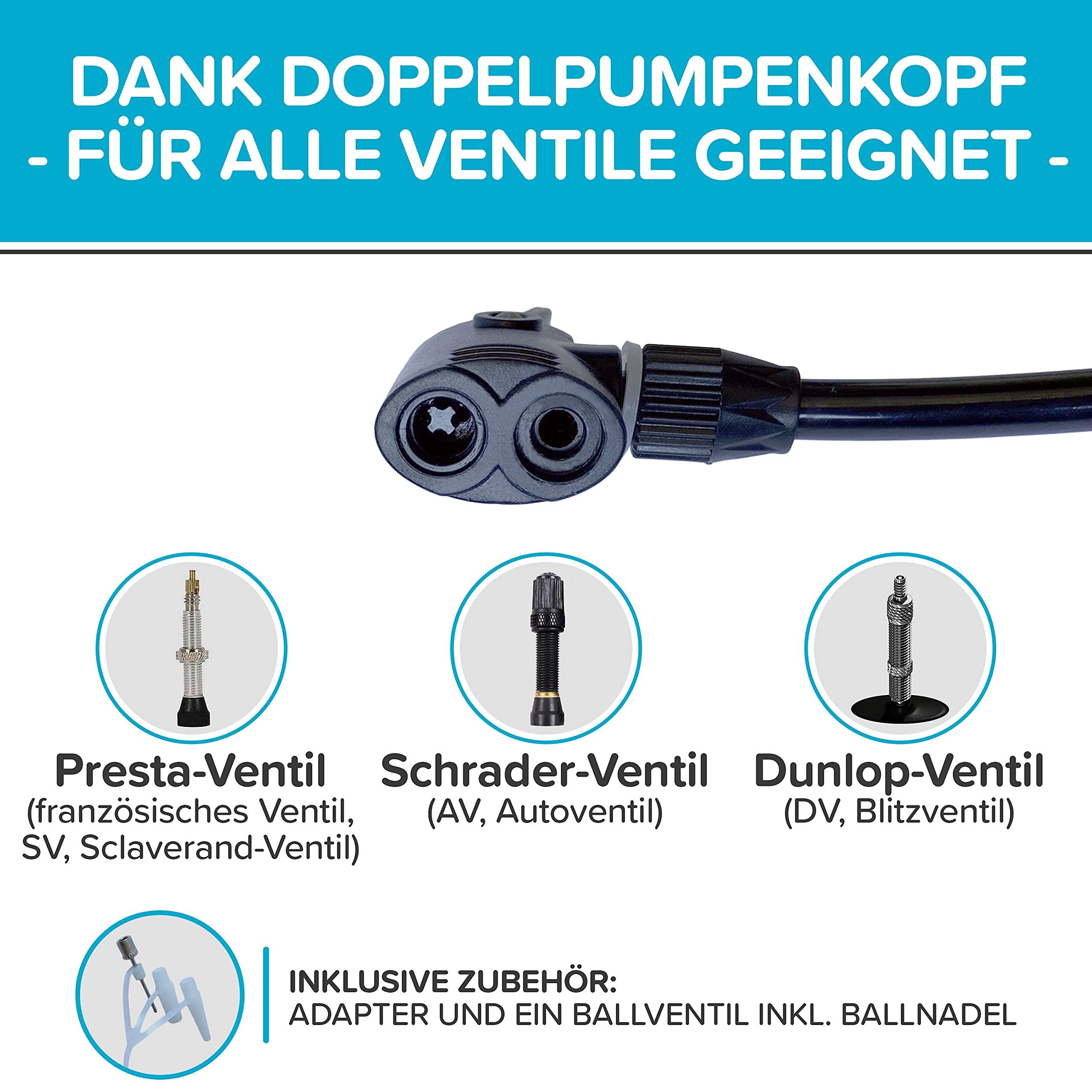 AOIQTTJNB Fahrradpumpe 120 PSI - Doppelventil Für Alle Fahrradtypen