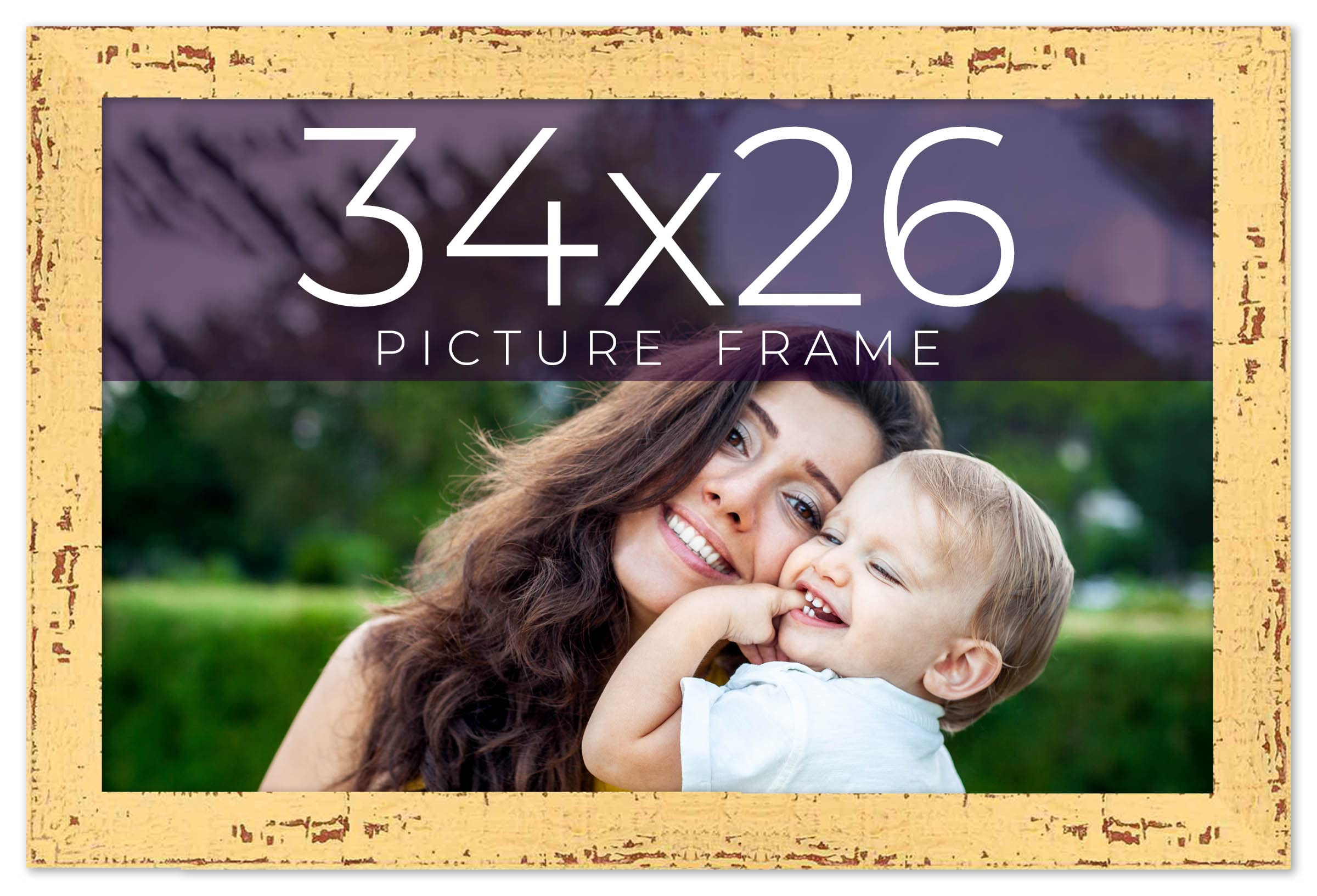 Amazon.com - 34x26 Frame Yellow Real Wood Picture Frame Width 1.25