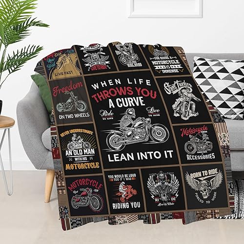 Miniatura 2 de SKT T1 Manta de motocicleta de regalo para hombres, adultos, adolescentes, niños, manta retro de motocross, mantas y mantas divertidas para