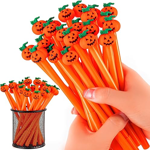 30 bolígrafos de Halloween, lindos bolígrafos con forma de calabaza con forma de calavera de 0.020 in, bolígrafo negro a granel para Halloween,