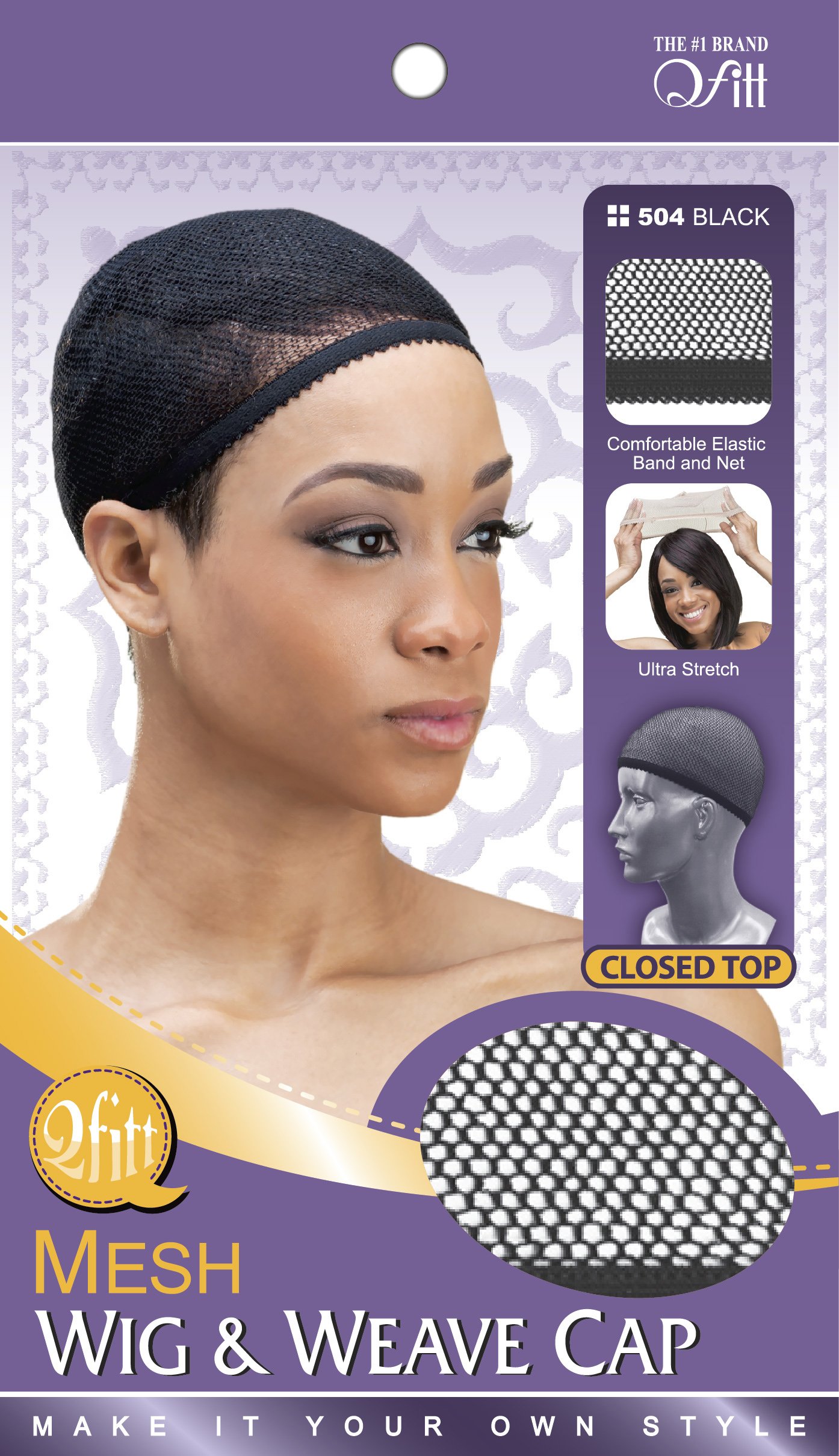 Qfitt Closed Top Mesh Wig & Weave Cap Black #504