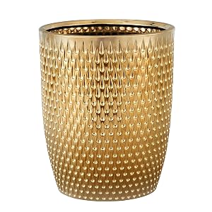 Modern Golden Small Trash Can Wastebasket Garbage Container Bin for Bathrooms Powder Rooms Kitchens Home Offices - Durable