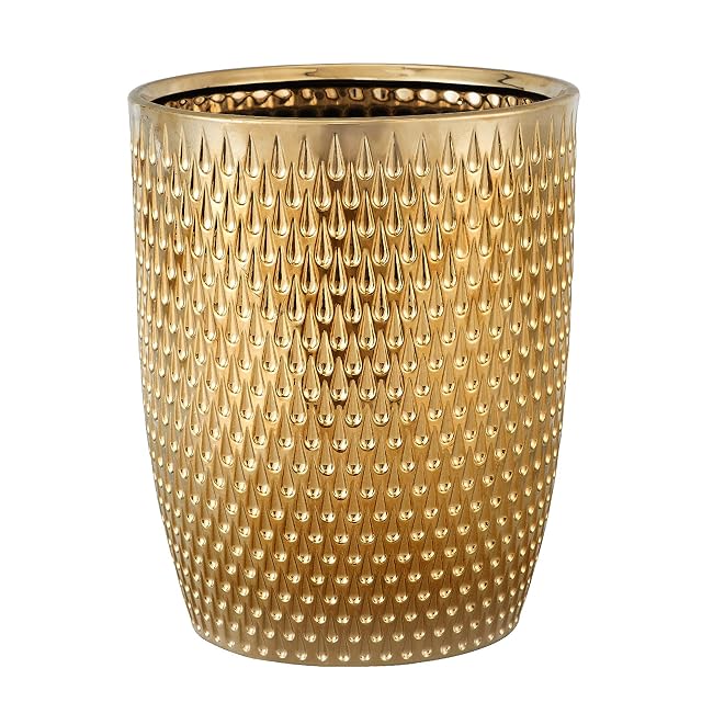 Modern Golden Small Trash Can Wastebasket Garbage Container Bin for Bathrooms Powder Rooms Kitchens Home Offices - Durable