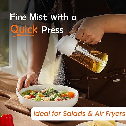 Miniatura 2 de TrendPlain Botella dispensadora de aceite de 16 onzas para cocina, dispensador de aceite de oliva 2 en 1 y rociador de aceite, botella de aceite de