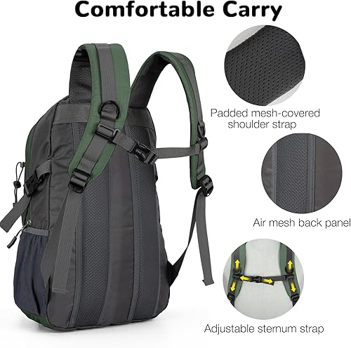 Miniatura 3 de Mochila pequeña de senderismo de 25 L para hombres y mujeres, mochila de viaje impermeable al aire libre con correas acolchadas para campamento,