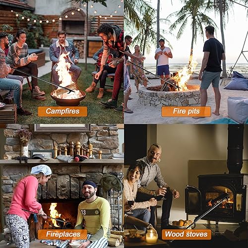 Miniatura 2 de BsBsBest Atizador de fuego para fogata, atizador portátil extra largo de 46 pulgadas para chimenea, campamento, estufa de leña, uso en exteriores e