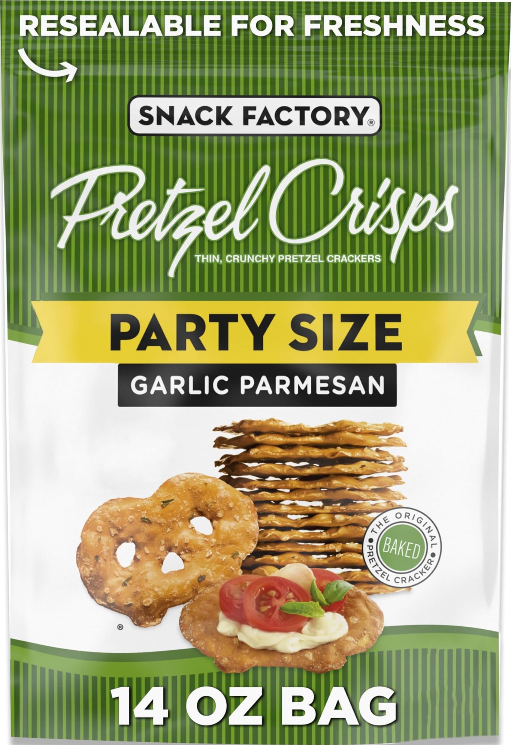 Garlic Parmesan Pretzel Crisps, 14 OZ Party Size Bag