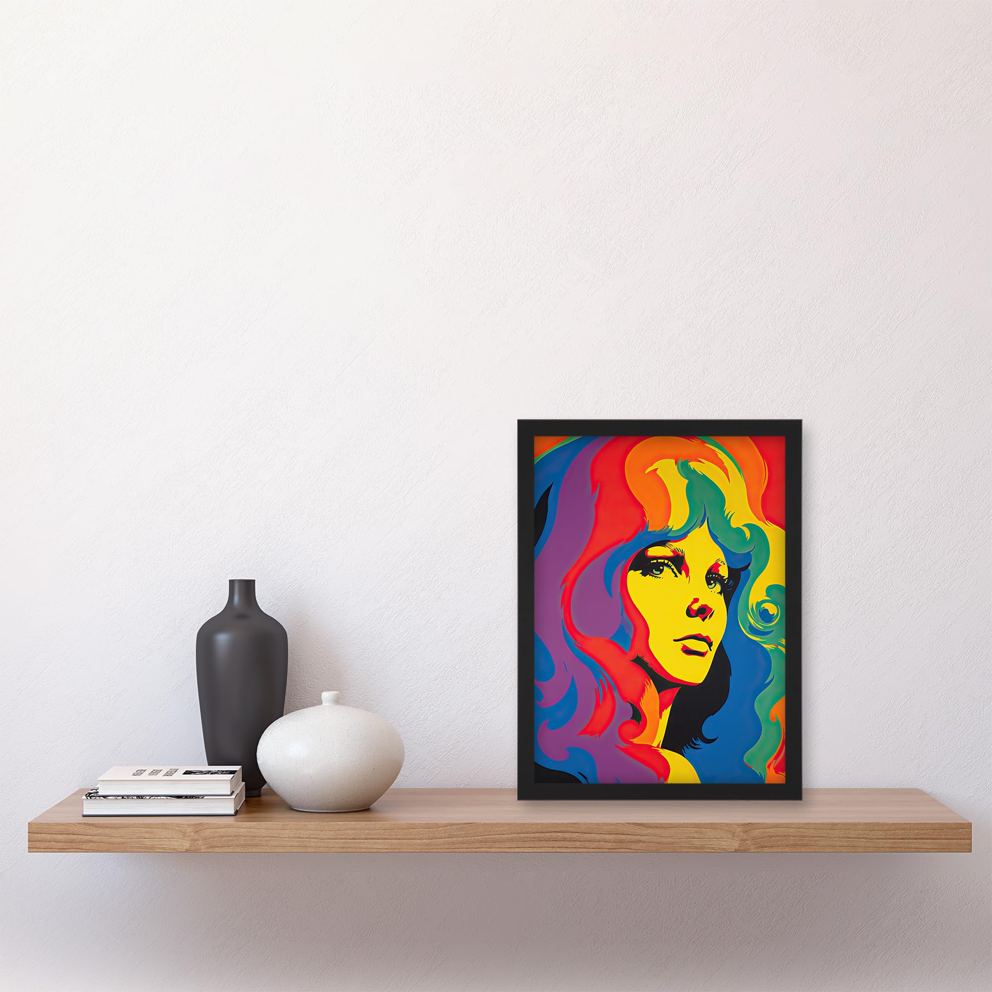 Artery8 1960's Retro Portrait Woman Psychedelic Rainbow Colours