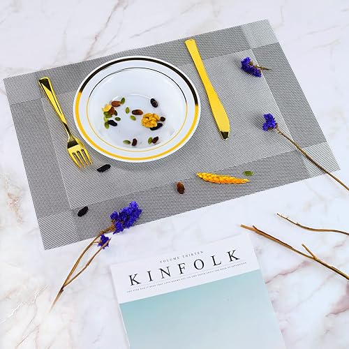 Miniatura 7 de Manteles individuales, manteles individuales para cocina, comedor, resistentes al calor, antideslizantes, lavables, de PVC, fáciles de limpiar,