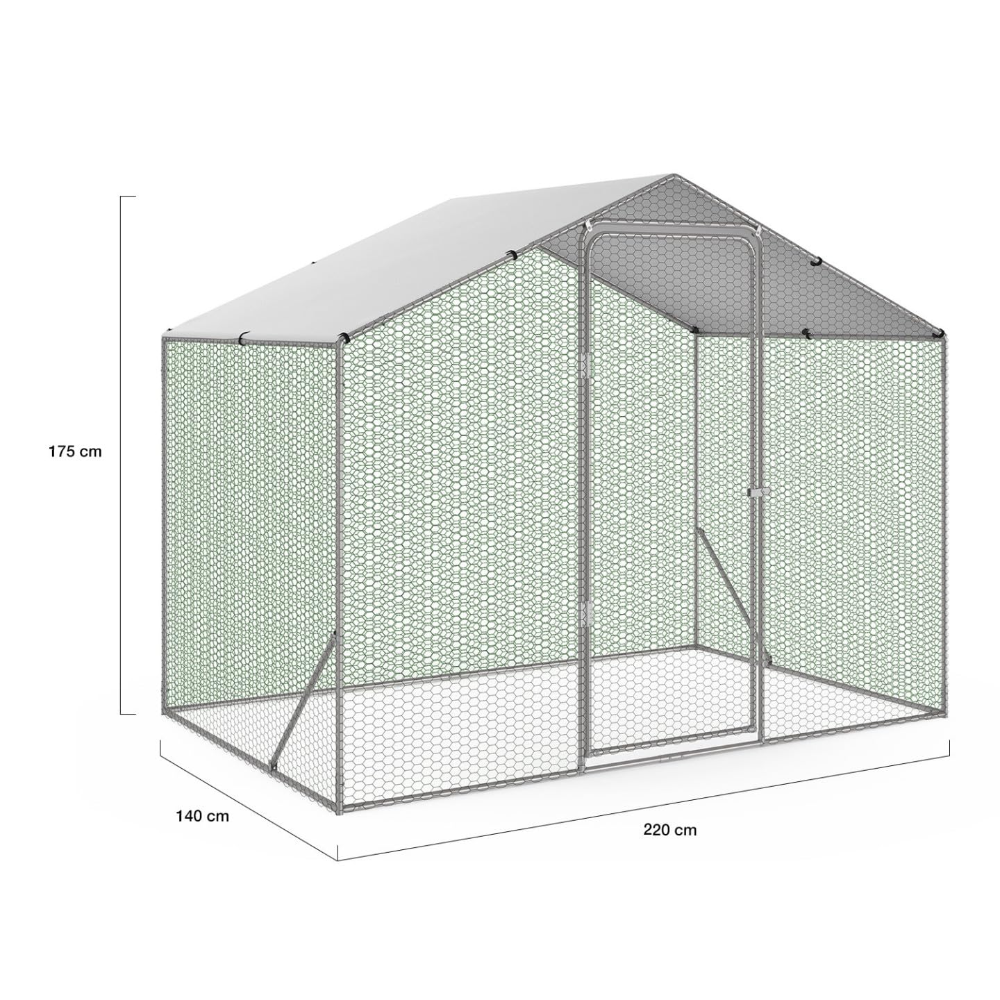 IDMarket - Enclos poulailler 3 m² Parc grillagé 2,20x1,4 M Acier galvanisé