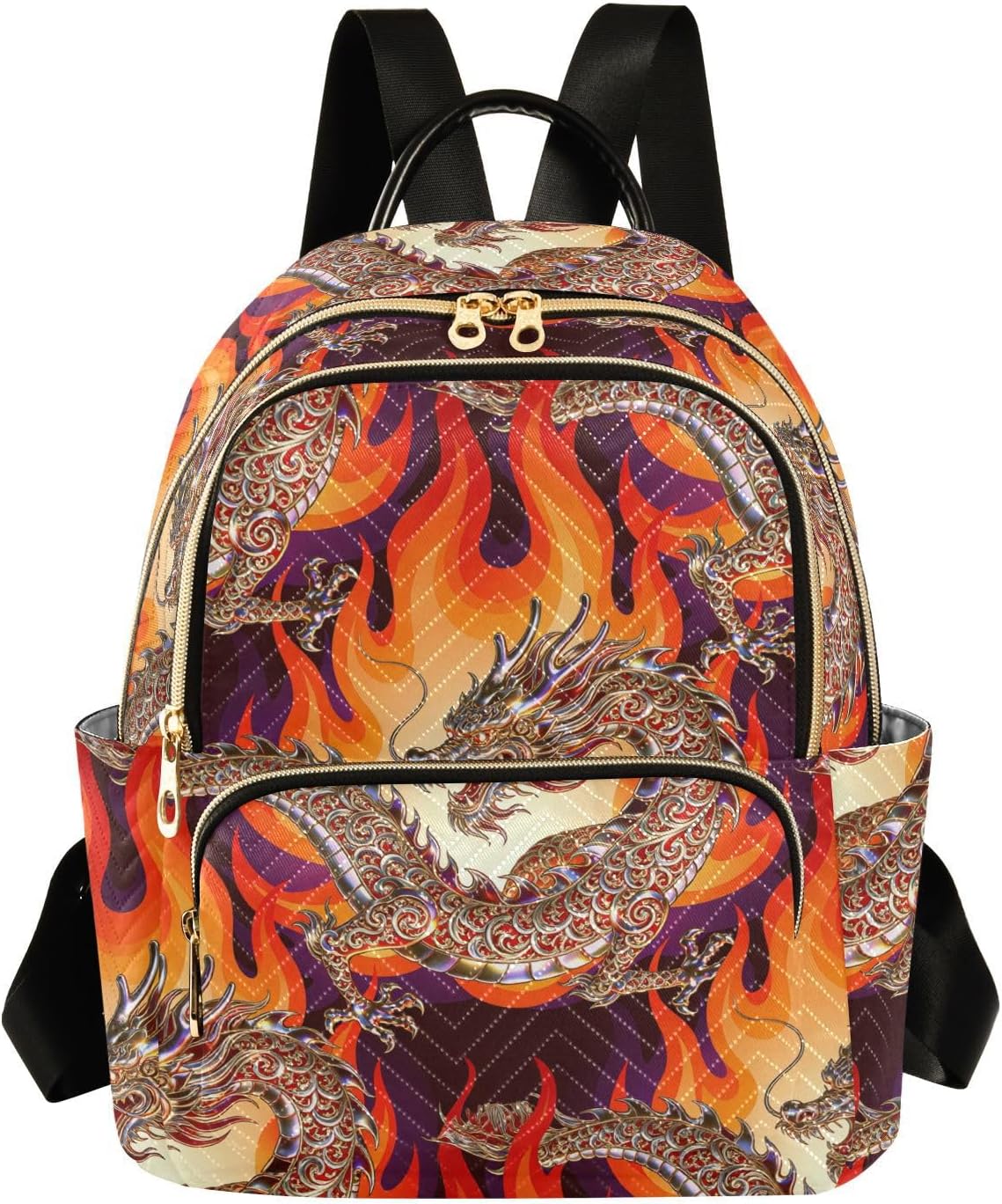 Backpack Purse for Women Dragon Fire Pattern Design Mini Backpack Casual Backpack Travel Daypack,Medium