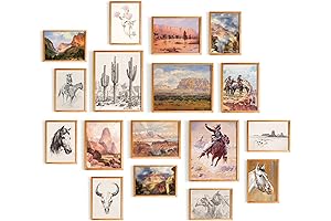 17 Piece Vintage Western Wall Art for Modern Western Home Decor
