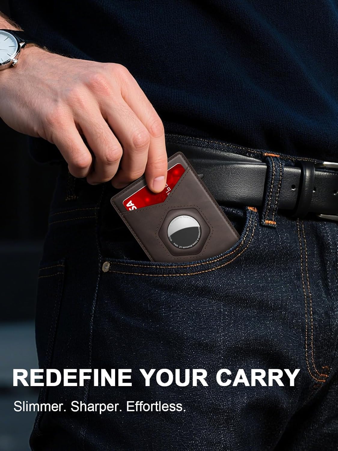 Airtag Wallet for Men, Smart Minimalist Metal Wallet Pop Up Credit Card Holder, Holds 8-12 Cards, RFID Blocking, ID Window & Magnetic Closure, Compact Aluminum Card Case (Gift Box) - Image 9