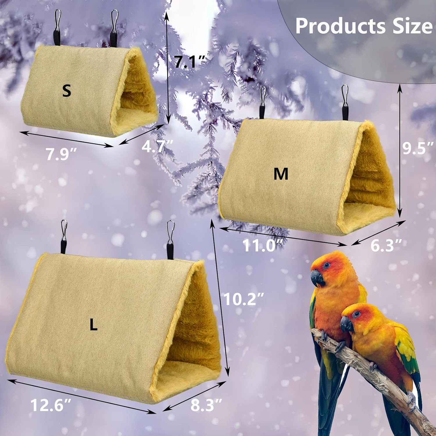 Winter Warm Bird Nest Hammock Swing Fluffy Sleeping Bed Parrot Hideaway Shed Hut House for Cockatiels Parakeet Budgies African Grey Hamster Ferret