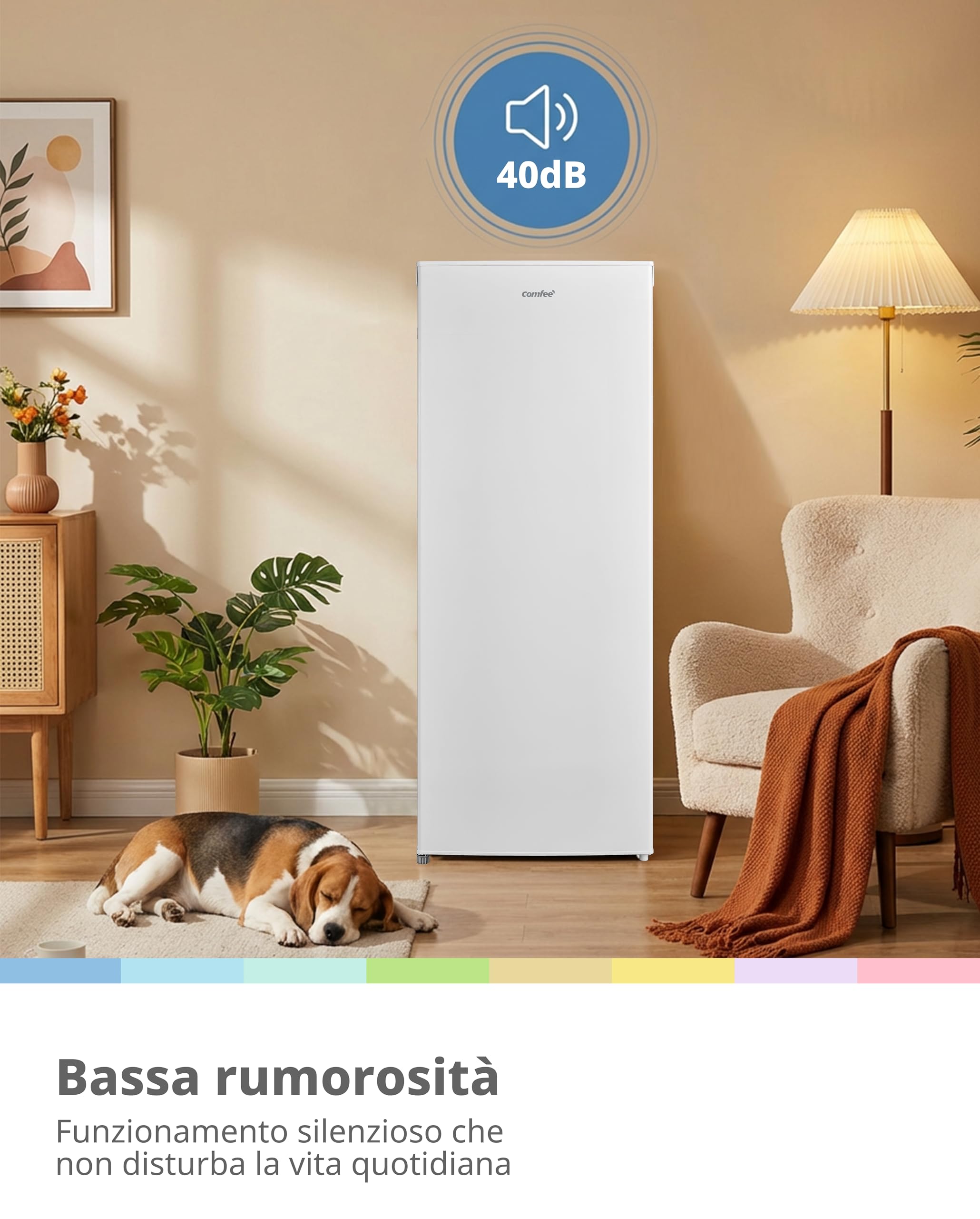 COMFEE' RCD235WH2EU(E) 230L Freestanding Frigorifero, 55x142 cm, Mensola in Vetro Rimovibile, Porta con Cerniera Reversibile, Piedini Regolabili, Bianco