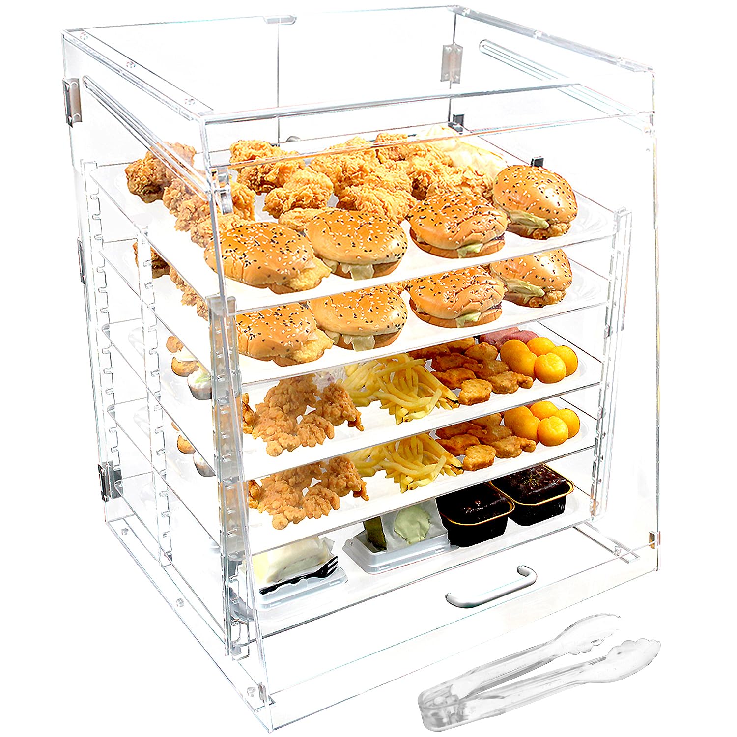 Vetrina trasparente da banco per pasticceria vetrina rimovibile per pasticceria Armadio per pane in acrilico con porte posteriori Supporto per torta per feste Scaffale per dessert antipolvere (LJ039P