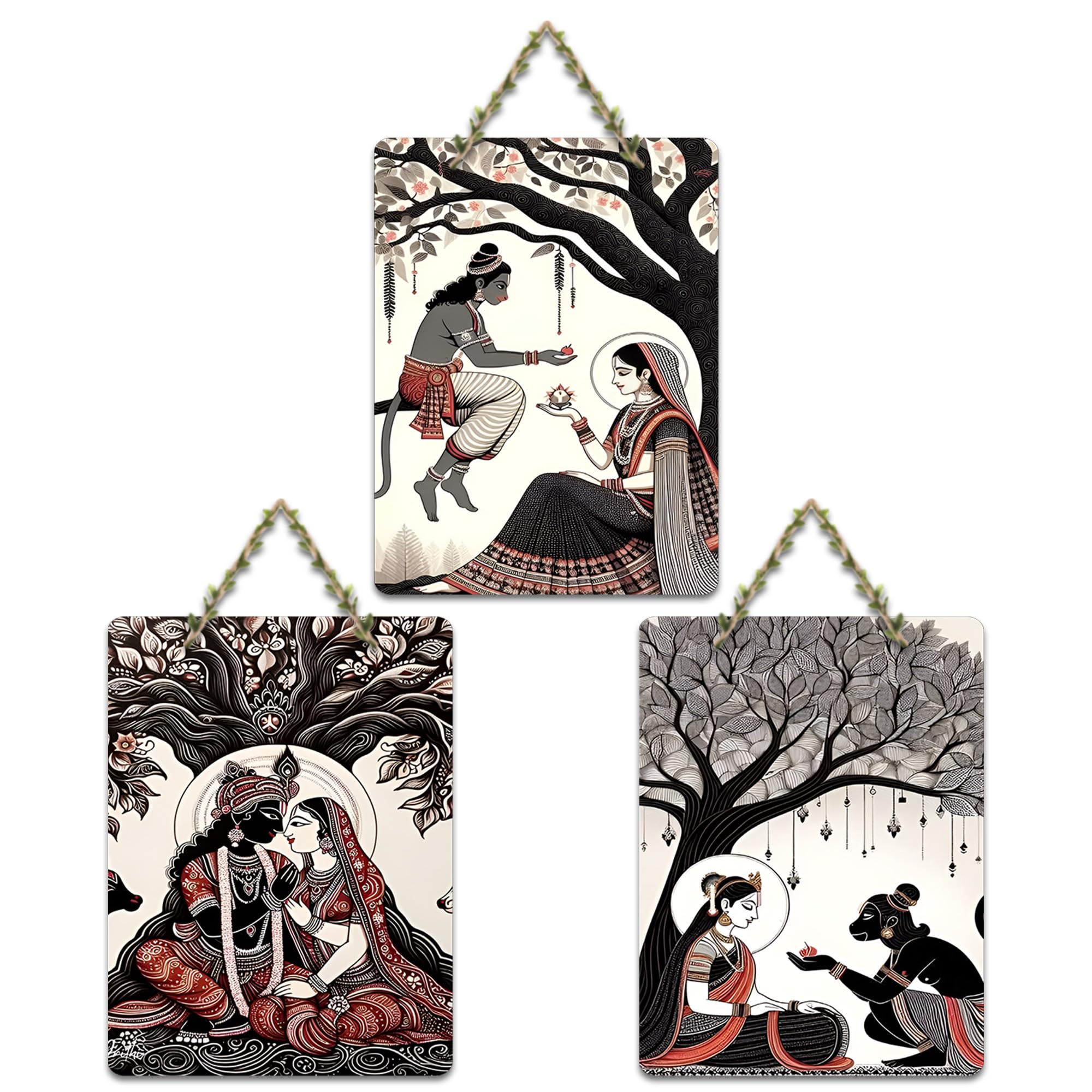 Artvibes Devotional Indian Spiritual Modern Art Wall Hanging For Home | Spiritual Gift | Temple | Wooden Decor | Wall Decoration For Living Room | Decorative | Bedroom | Gift | Pooja Room (WH_9624N)