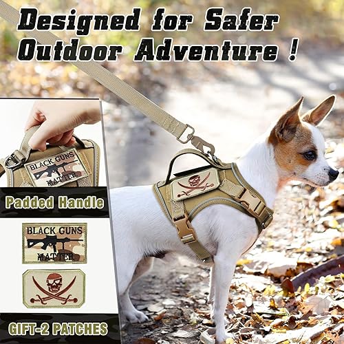 Miniatura 2 de SALFSE Arnés táctico para perro, arnés militar K9 para cachorro, arnés y correa para perro, sin tirones, arnés para entrenamiento al aire libre, XS