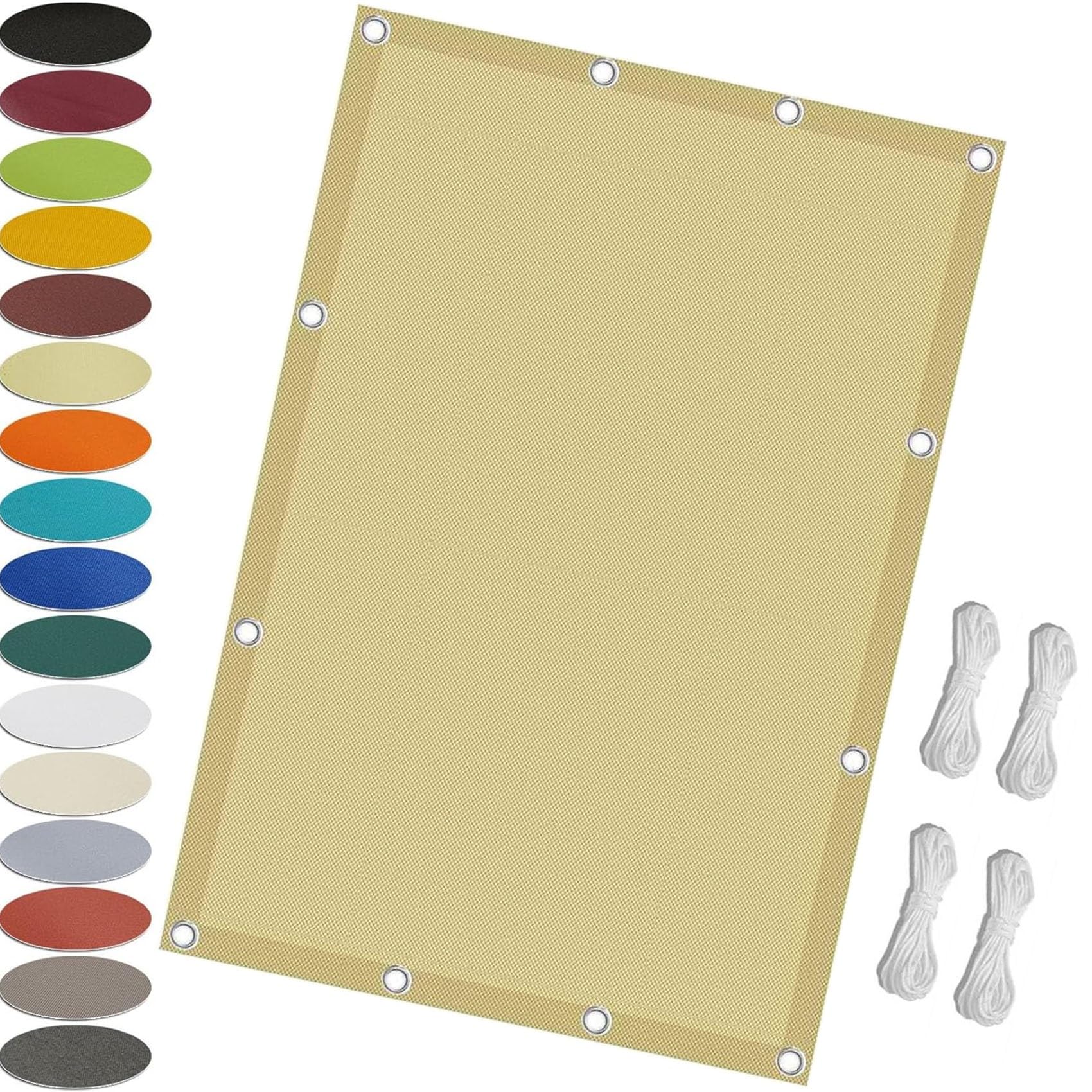 Voile d'ombrage jaune sable de 2x6.5m pour l'aménagement d'un jardin ombragé