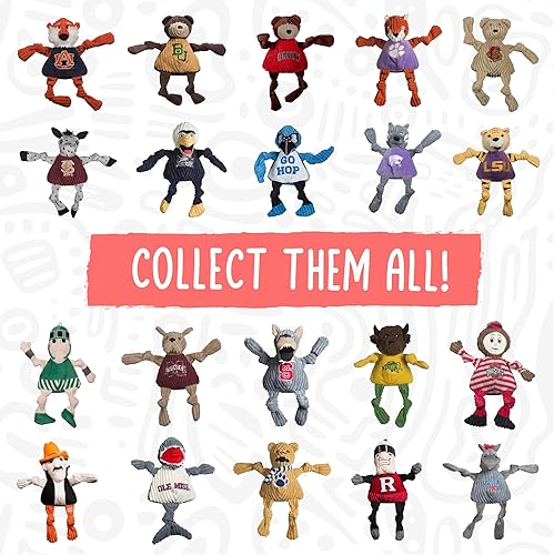 Miniatura 7 de HuggleHounds Juguete chirriante para perros con licencia oficial de la universidad para masticadores agresivos, juguetes de pana de felpa para