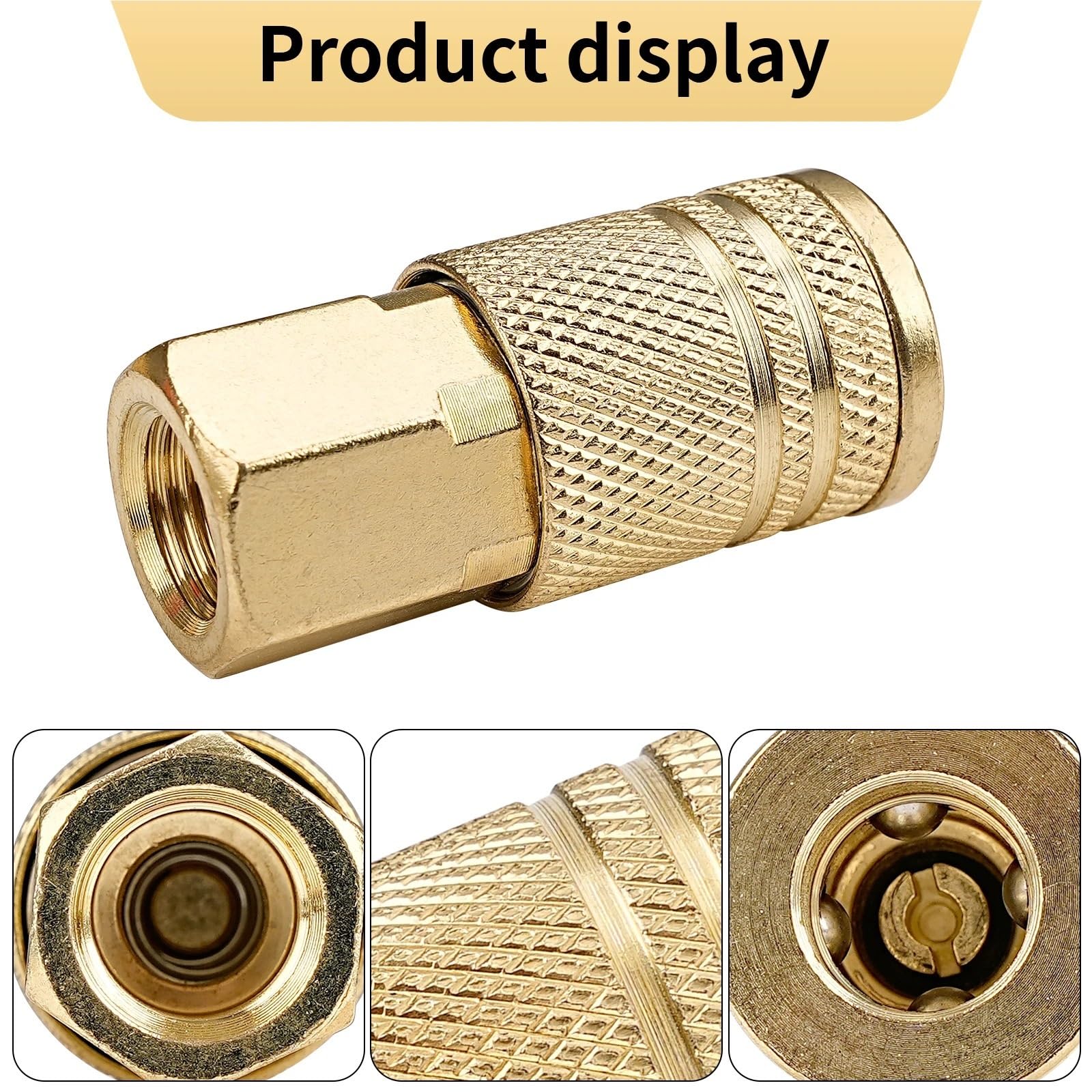 Aria Compressa Attacco In Ottone massiccio 1/4 "NPT Raccordo Pneumatico Linea Aria Attacco Rapido Connettore Accoppiatore Adattatore for Compressore D'aria 1 Pz/2 Pz/5 Pz/10 Pz(5Pcs)