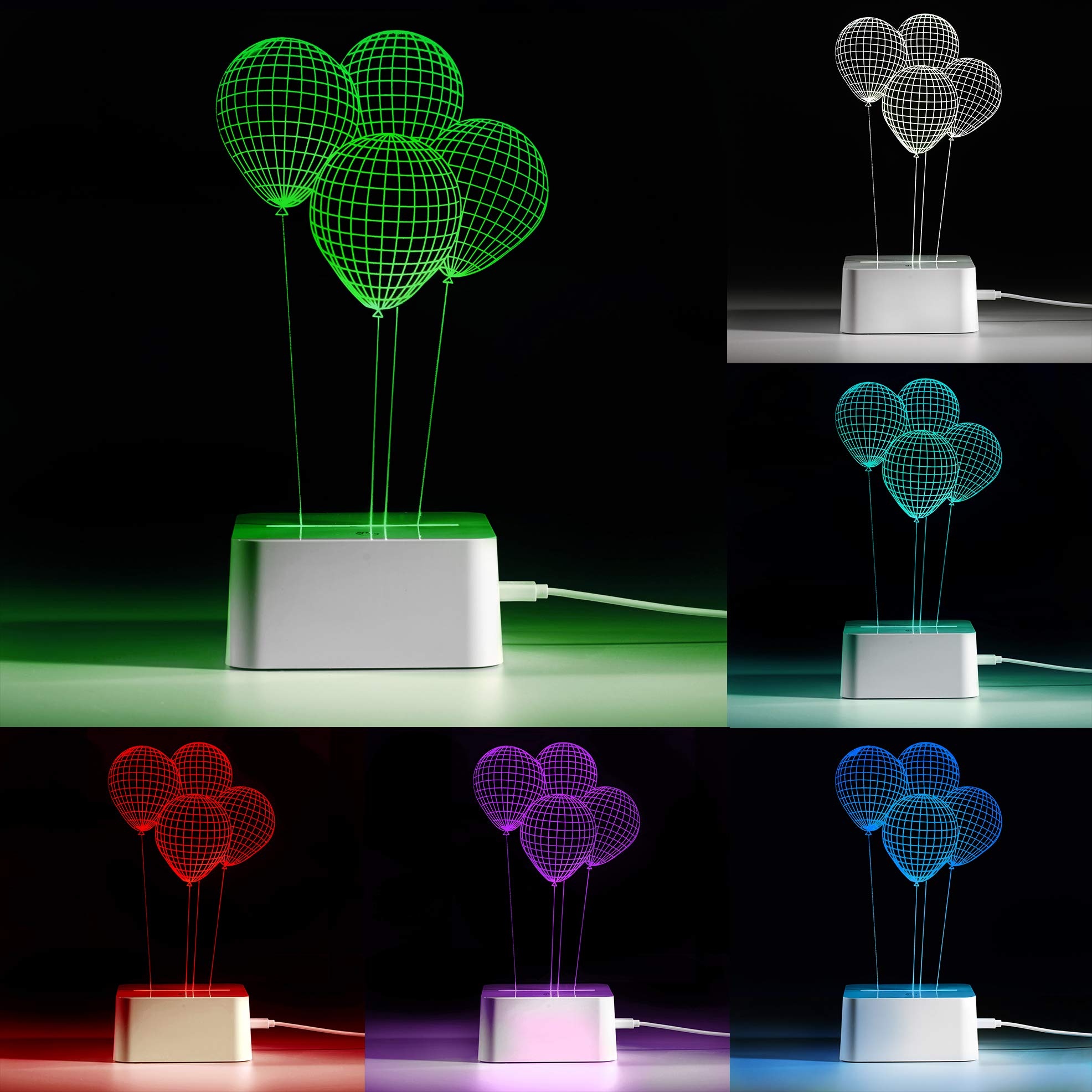 MyGlow3D Illusion LED Balloons Night Light 7 Colour Touch Table Desk Mood Lamp Gift