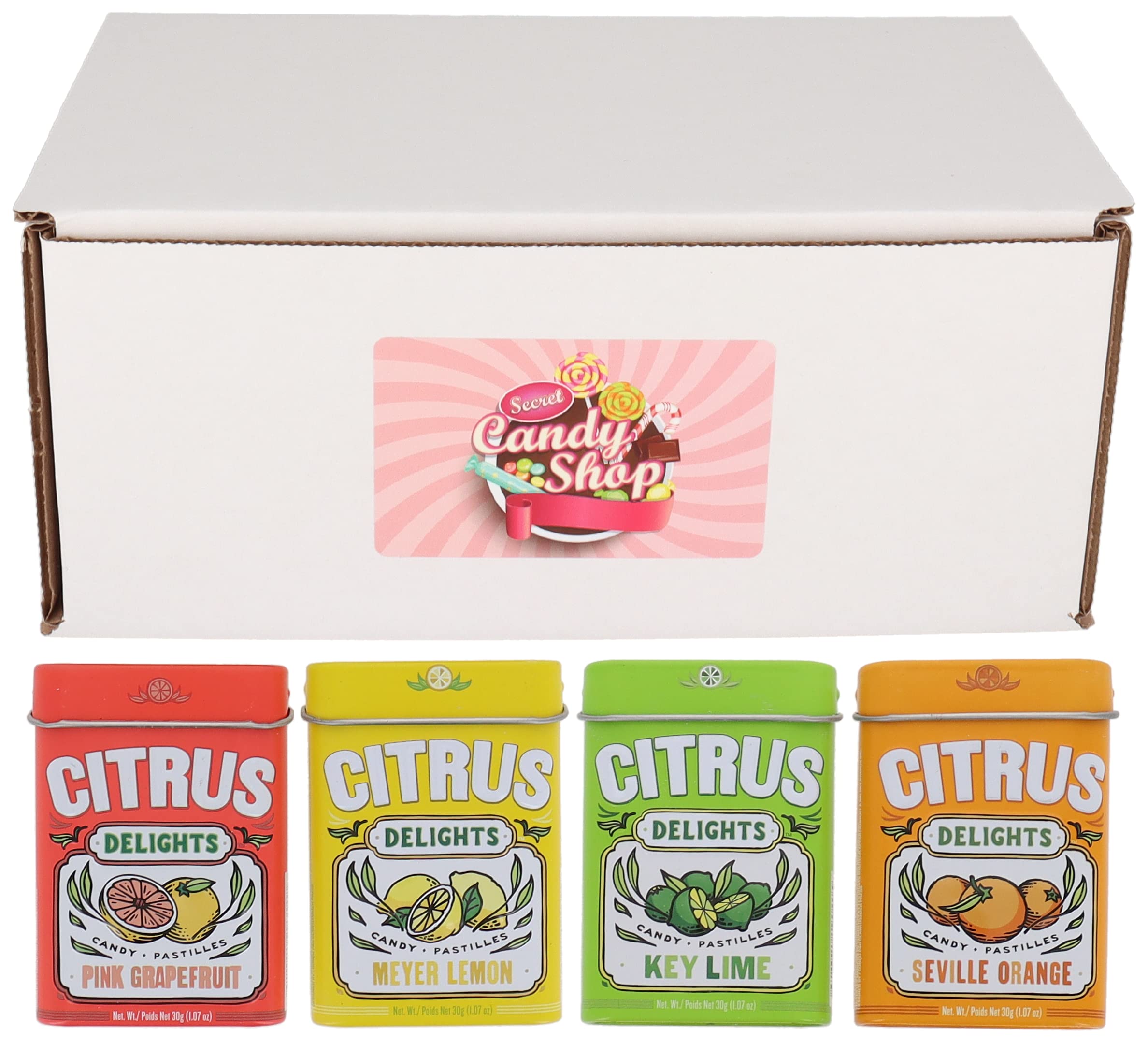 Citrus Delights Mints Candy Pastilles Variety Pack of 4 Flavors (Lemon, Orange, Grapefruit, Lime) (1 of each, total of 4)