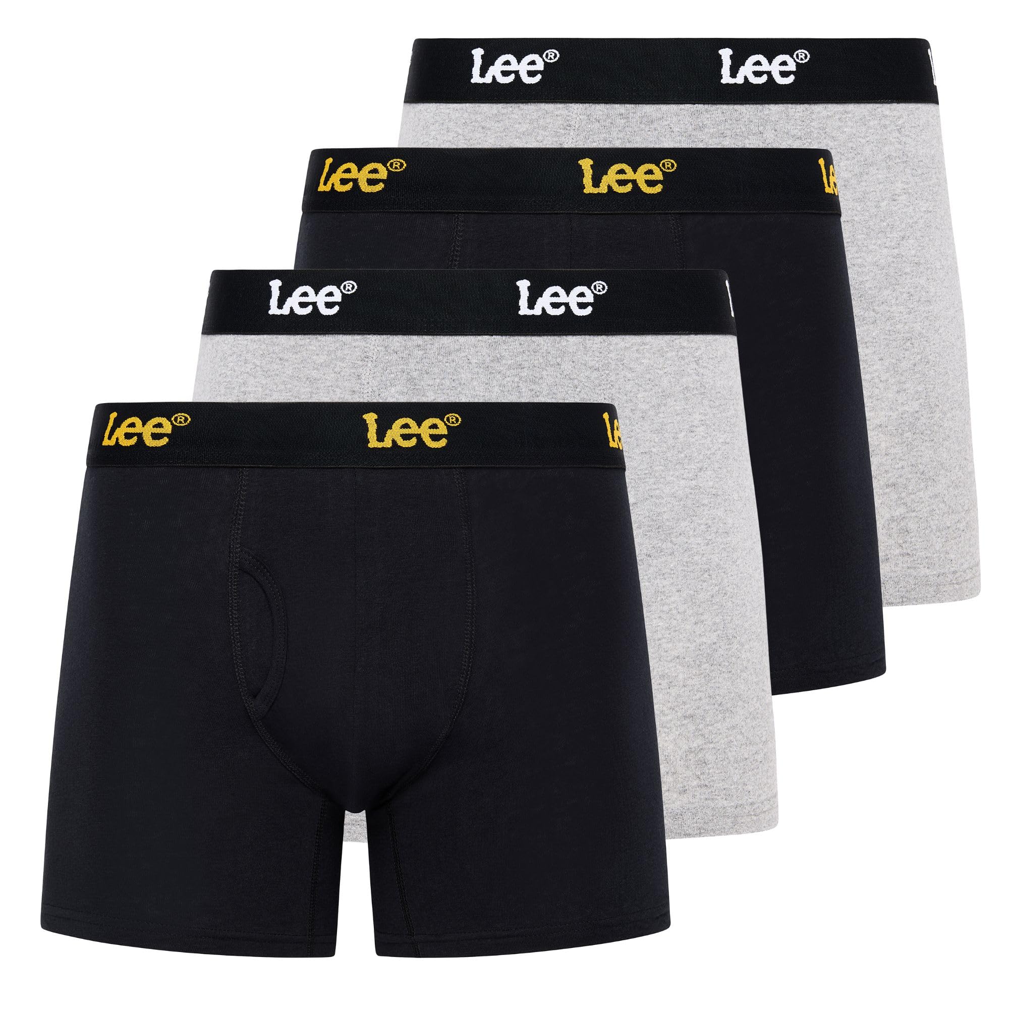 lee mens underwear 4 pack boxers for men cotton stretch boxer briefs black, grey