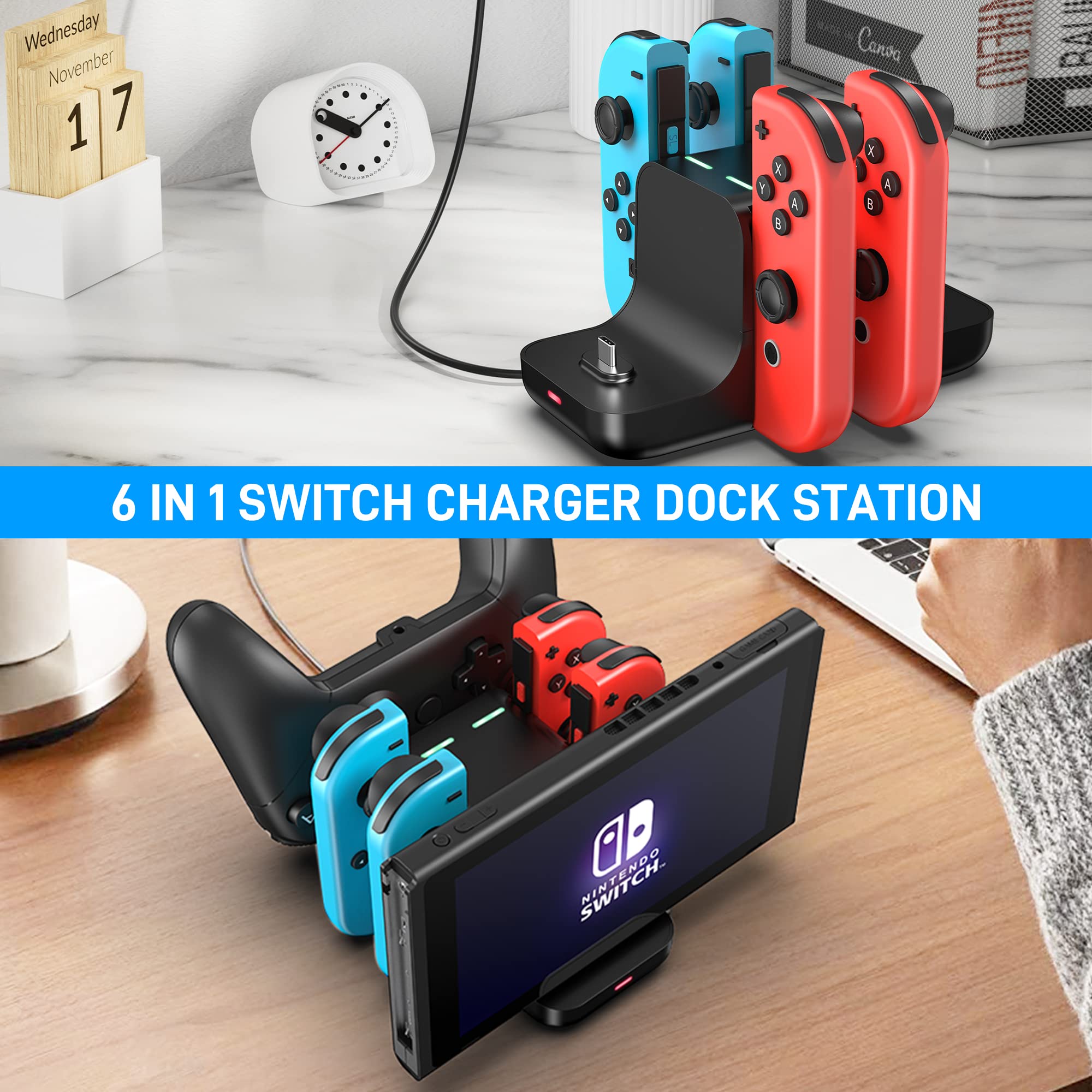 Amazon.co.jp: GLDRAM 6イン1スイッチ充電器ドックステーション 