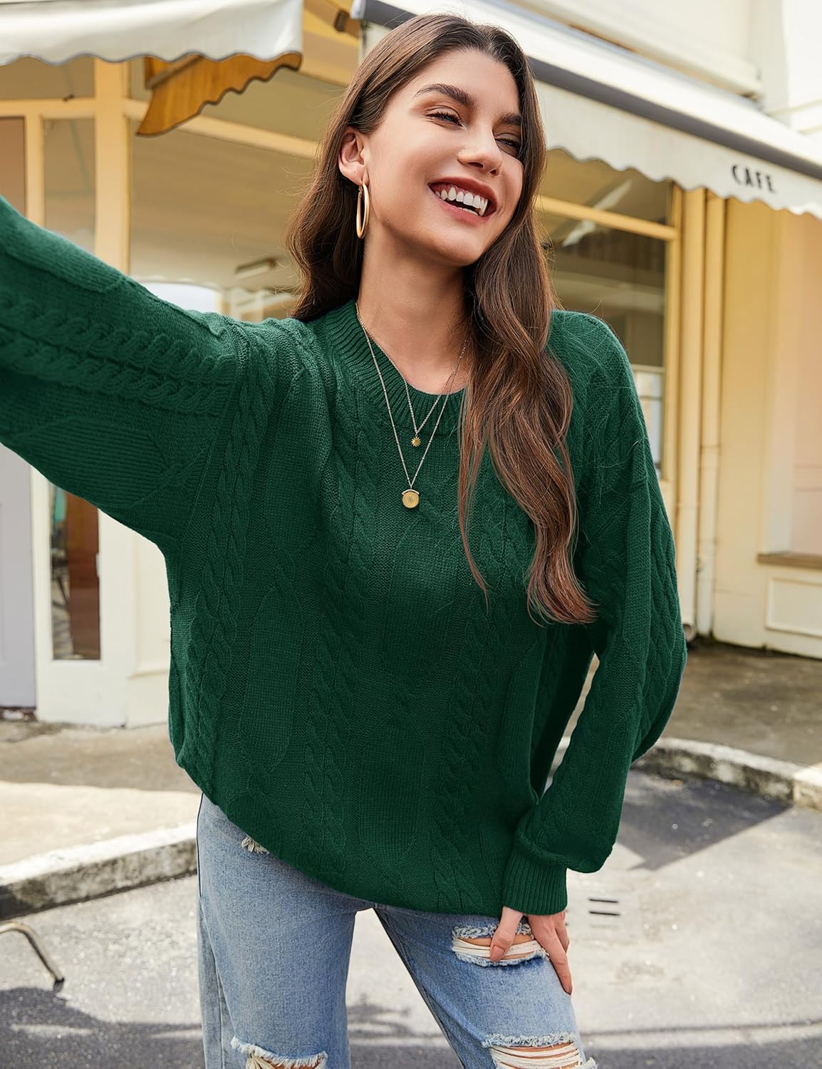 YUCOLEN Womens Sweater Cable Knit Oversized Long Sleeve Sweater Crewneck Casual 2026 Chunky Pullover Tops - Image 6